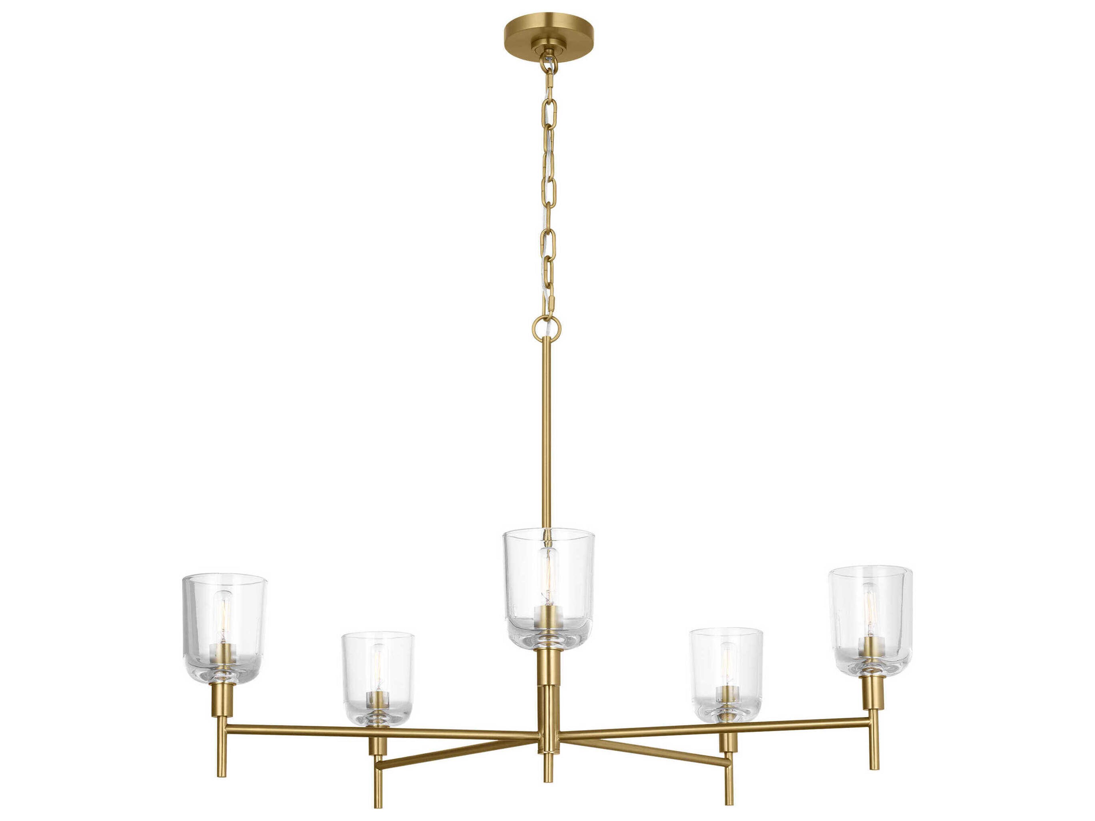 Visual Comfort Studio Hartley 5-Light Burnished Brass Candelabra Chandelier