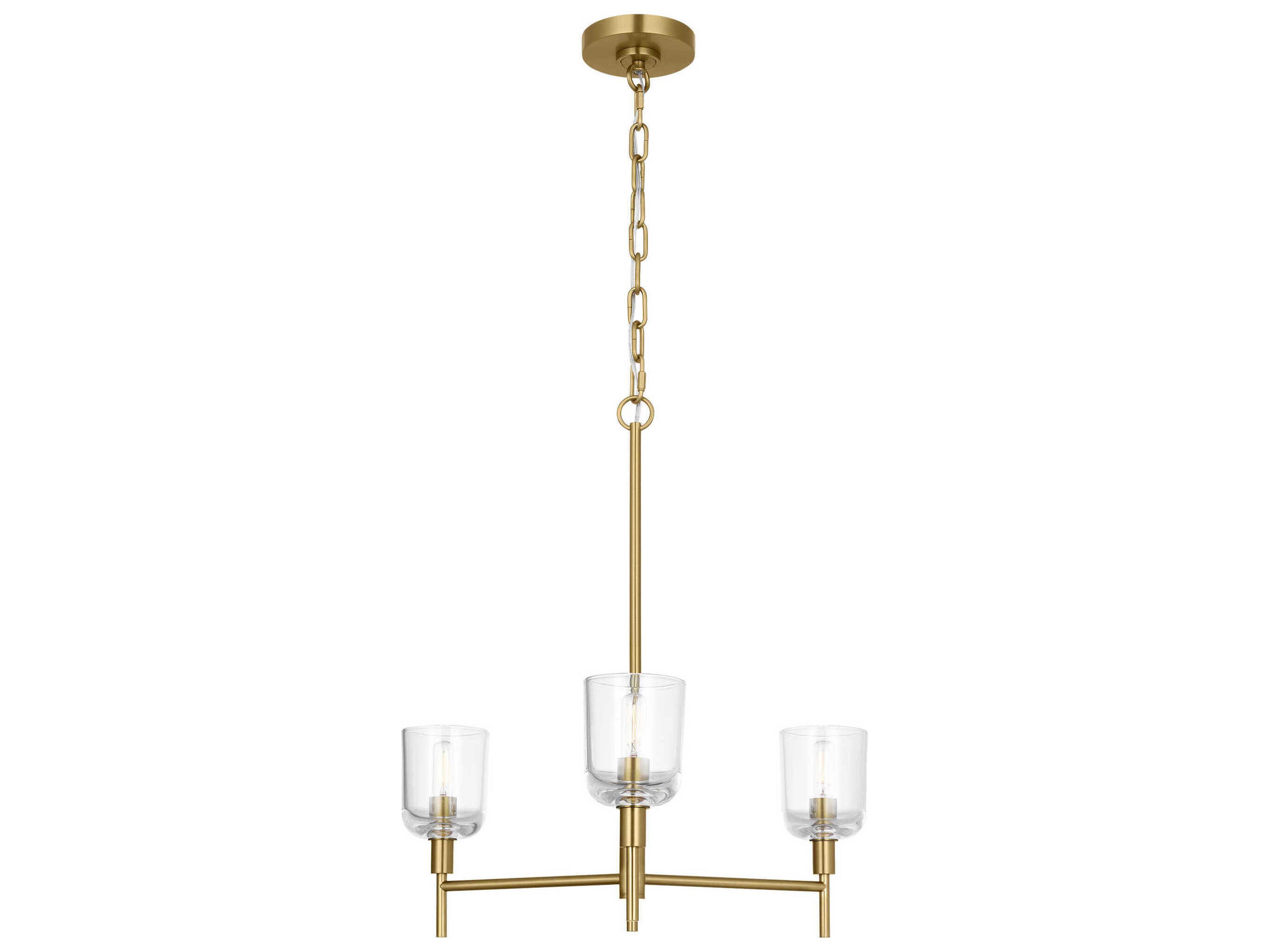 Visual Comfort Studio Hartley 3-Light Burnished Brass Candelabra Chandelier