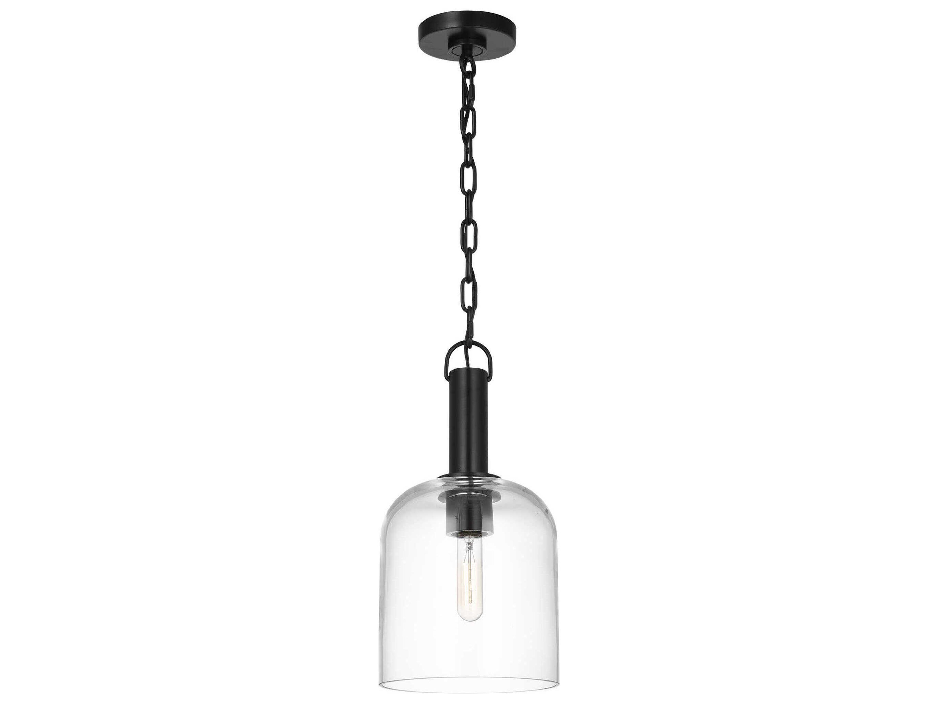Visual Comfort Studio Hartley 1-Light Aged Iron Black Mini Pendant