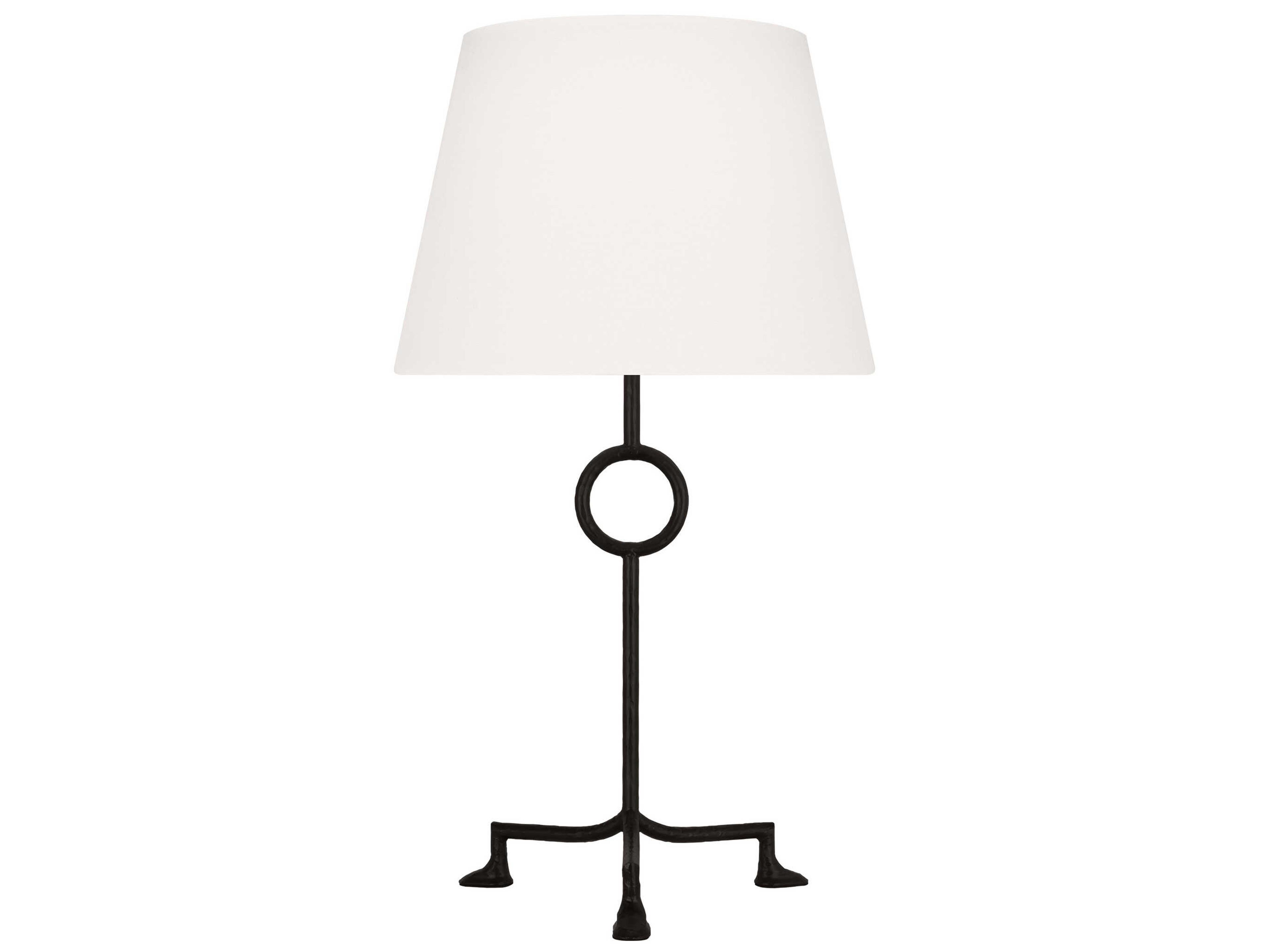 Visual Comfort Studio Montour Aged Iron White Linen Fabric Black Buffet Lamp