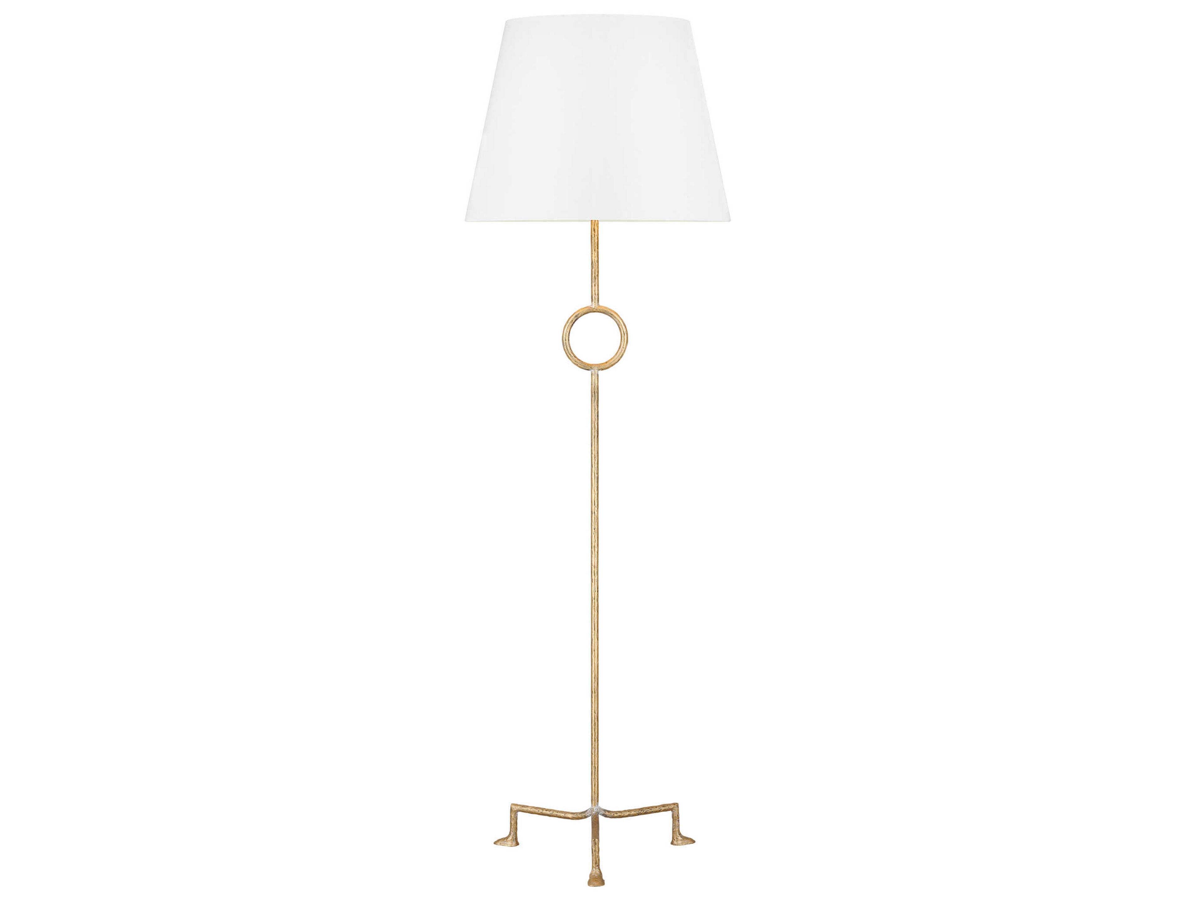 Visual Comfort Studio Montour Coastal Gild White Linen Fabric Gold Floor Lamp