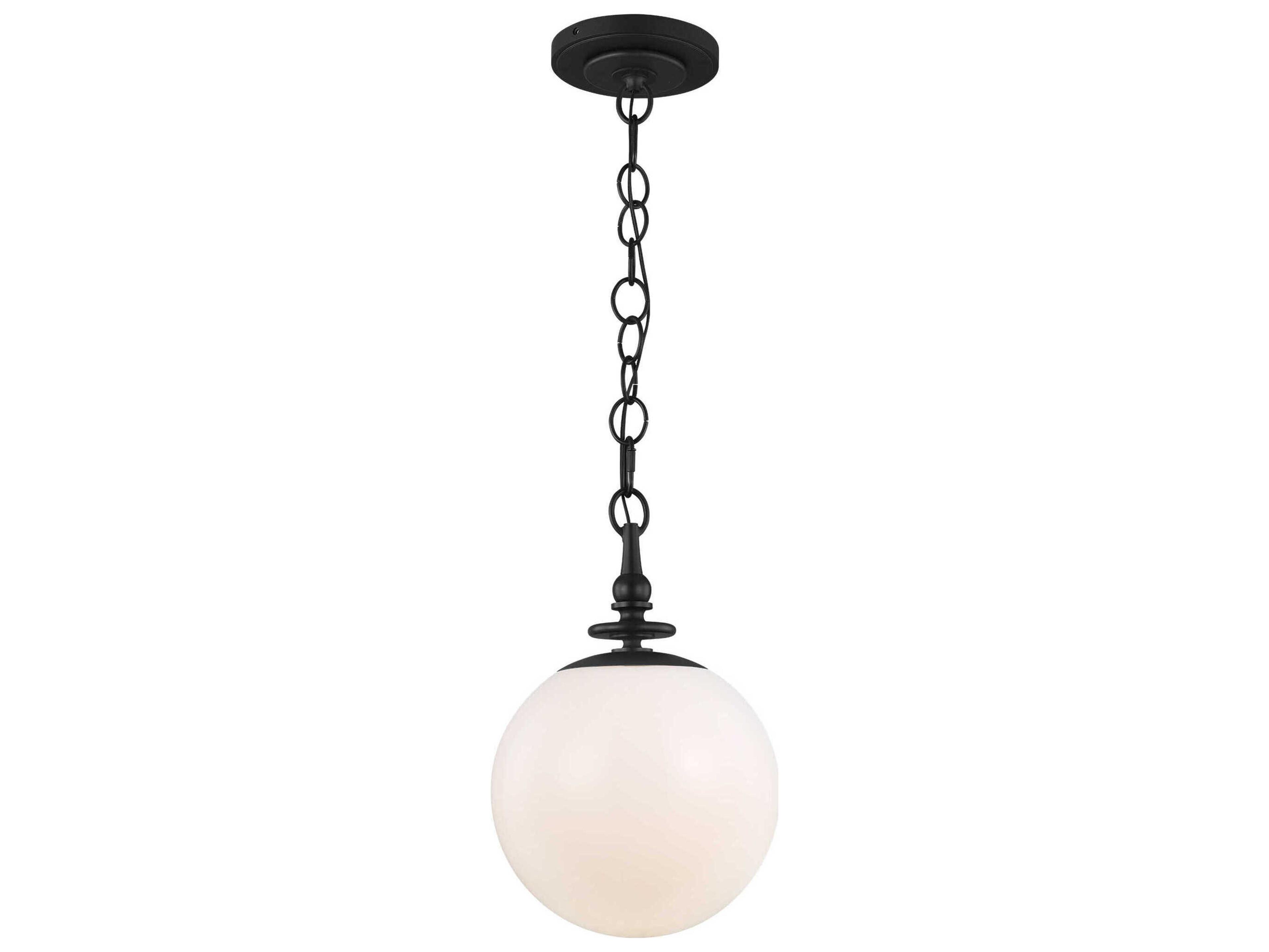 Visual Comfort Studio Capri 1-Light Aged Iron Black Globe Mini Pendant
