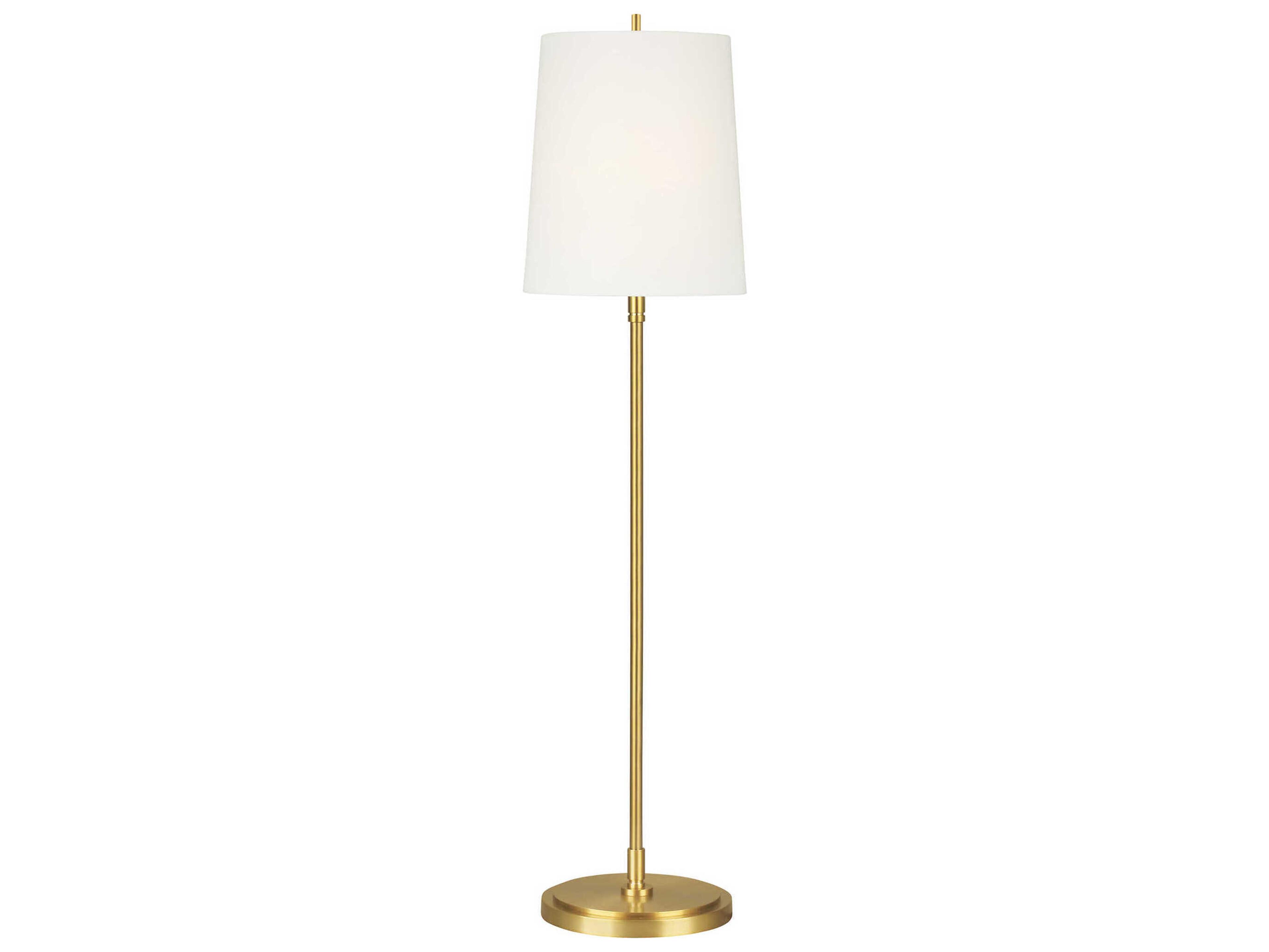 Visual Comfort Studio Beckham Classic Burnished Brass White Linen Fabric Floor Lamp