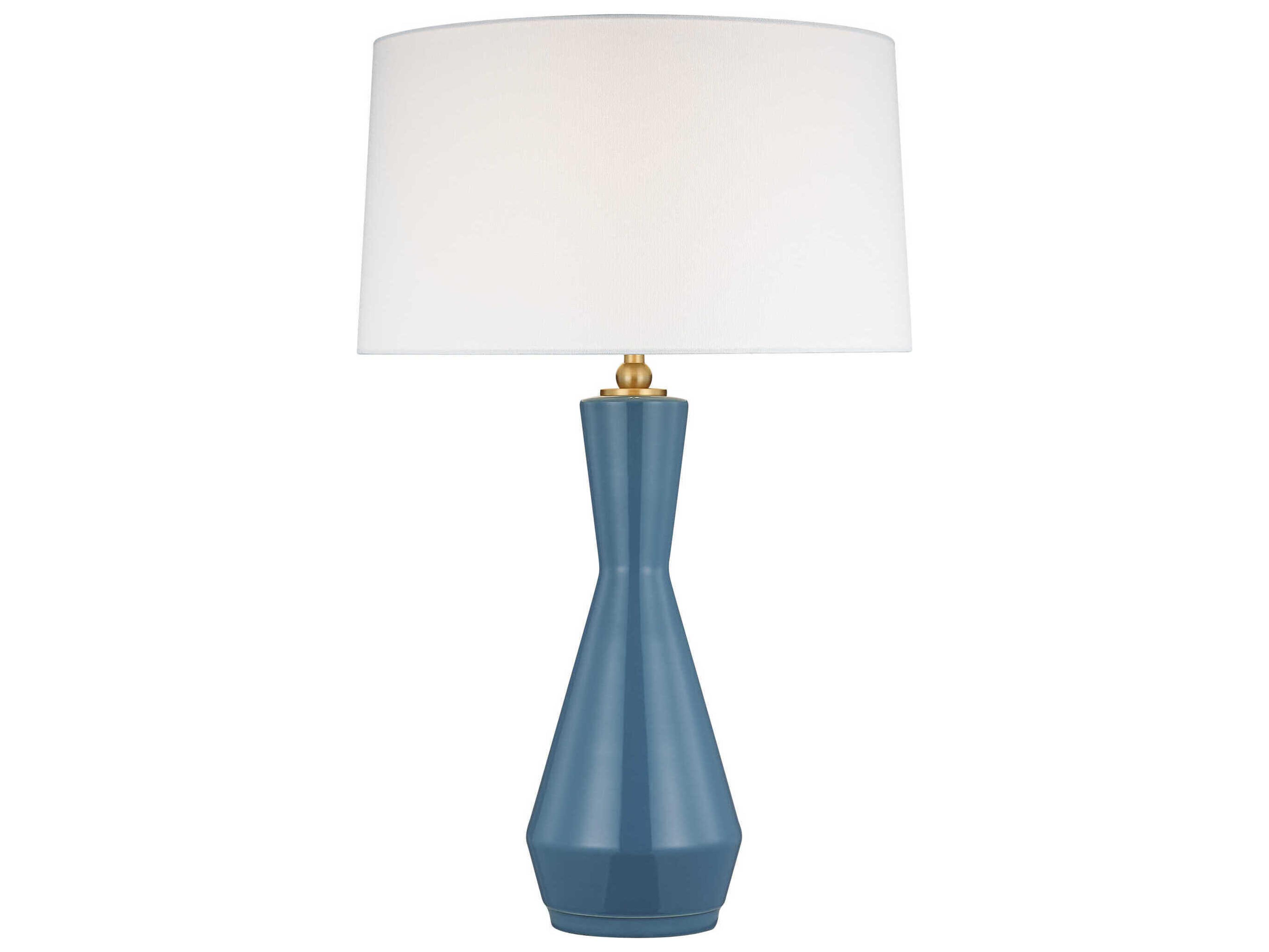 Visual Comfort Studio Jens Lucent Aqua White Linen Fabric Blue Buffet Lamp