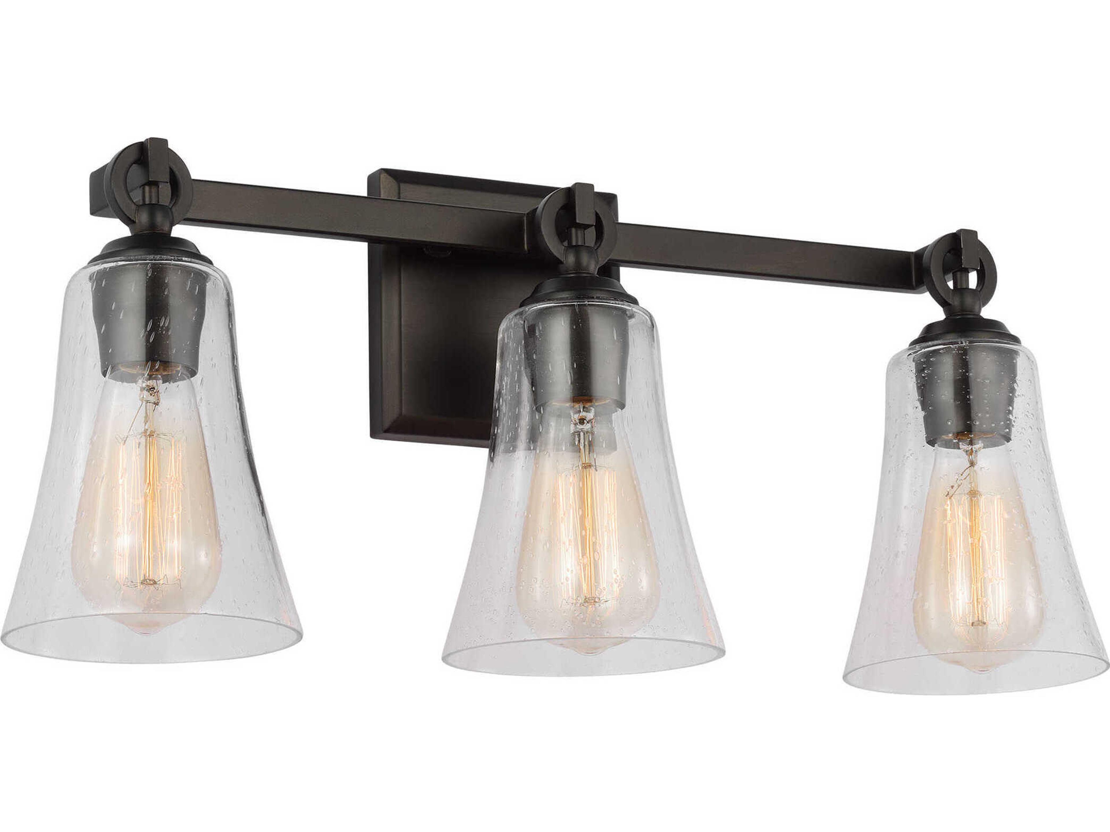 Visual Comfort Studio Monterro 3-Light Aged Iron Black Vanity Light
