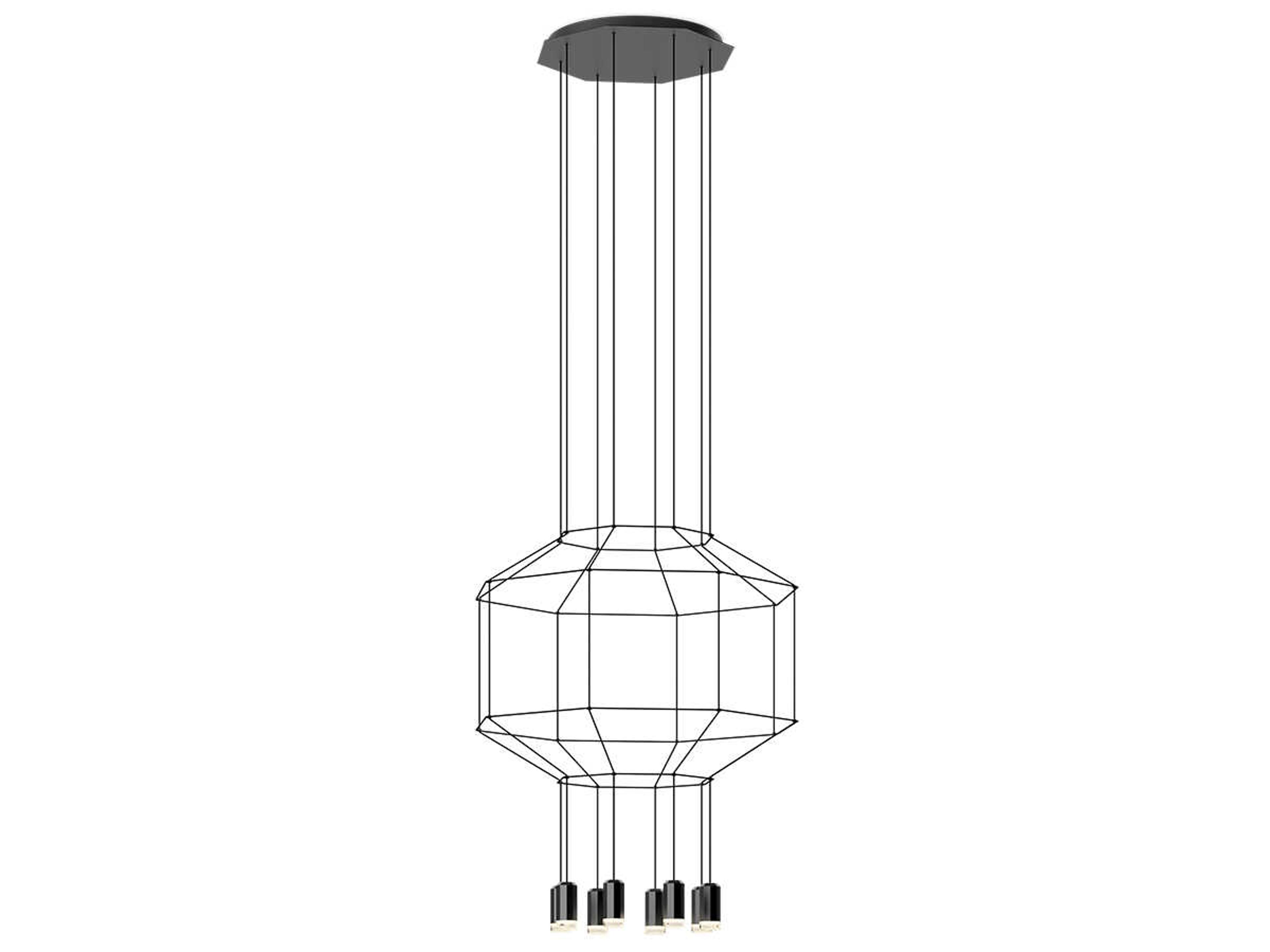Wireflow 8-Light Black Geometric Pendant