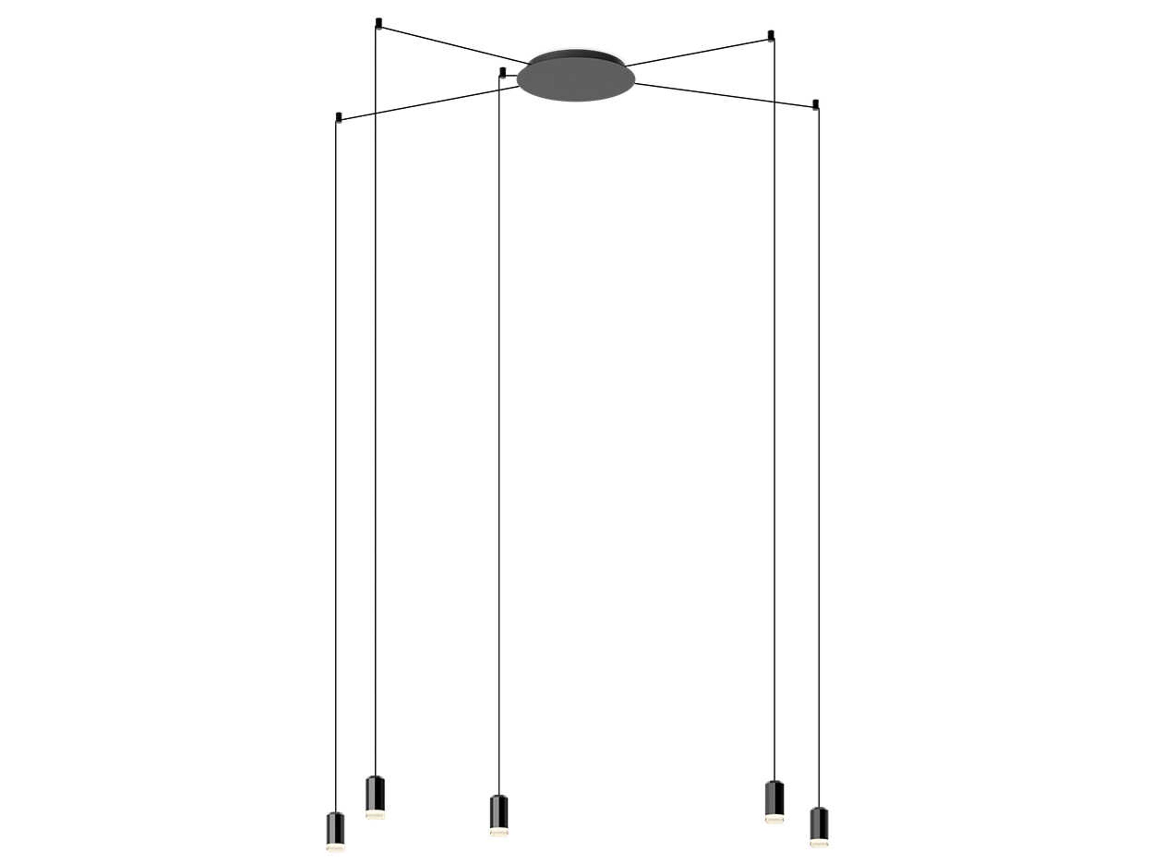 Wireflow 5-Light Black Cylinder Pendant