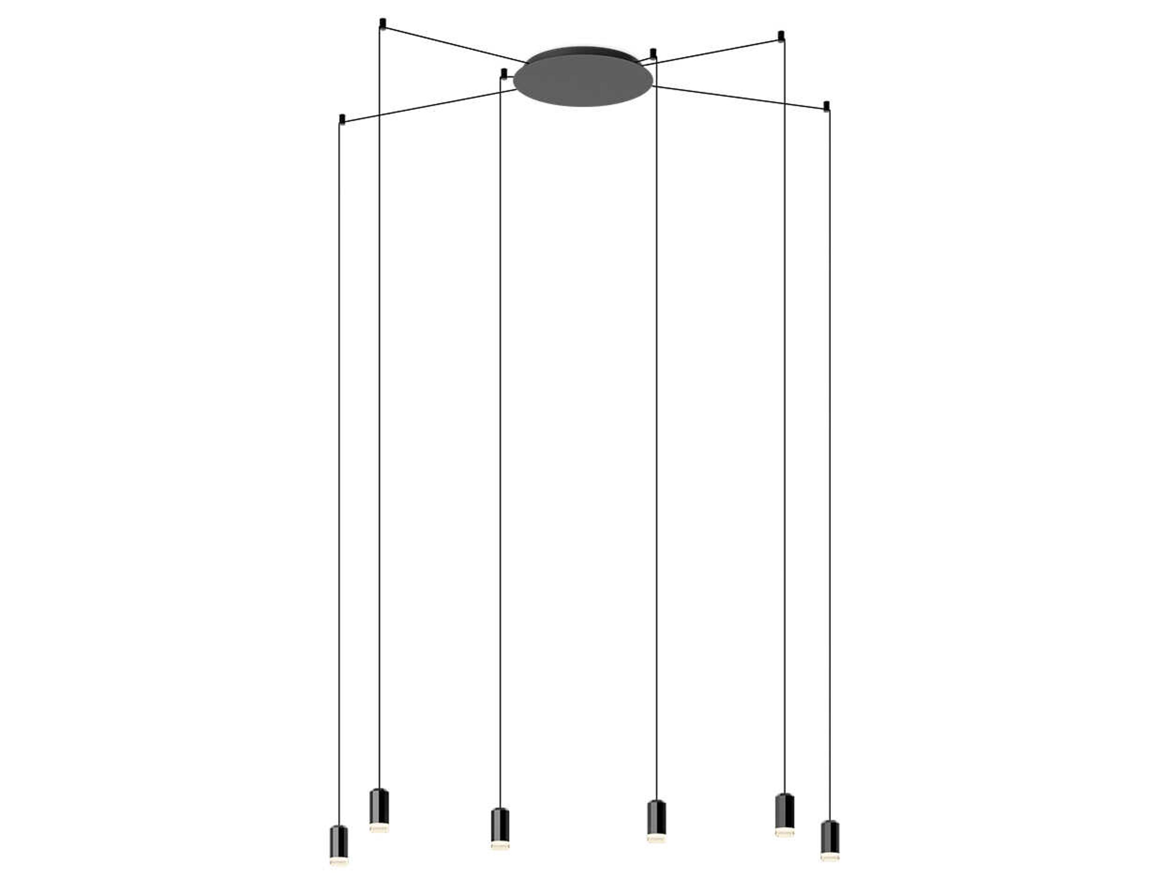 Wireflow 6-Light Black Cylinder Pendant