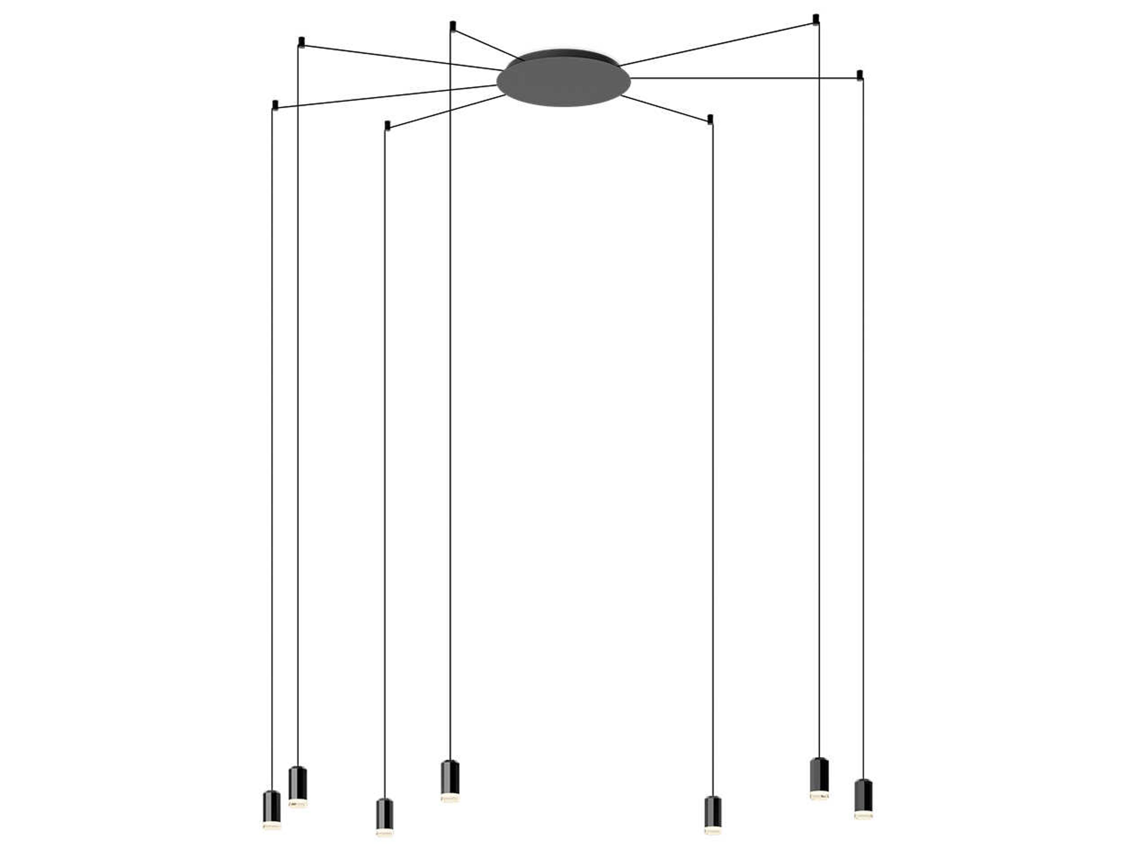 Wireflow 7-Light Black Cylinder Pendant