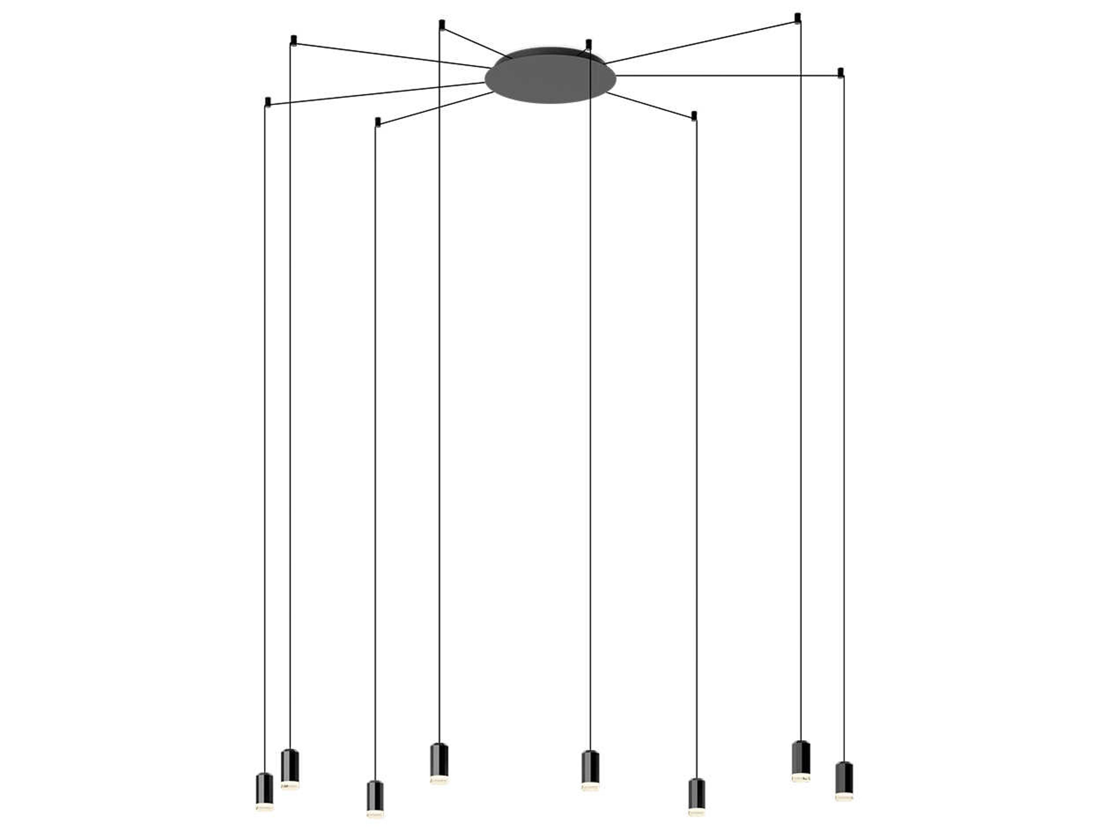 Wireflow 8-Light Black Cylinder Pendant