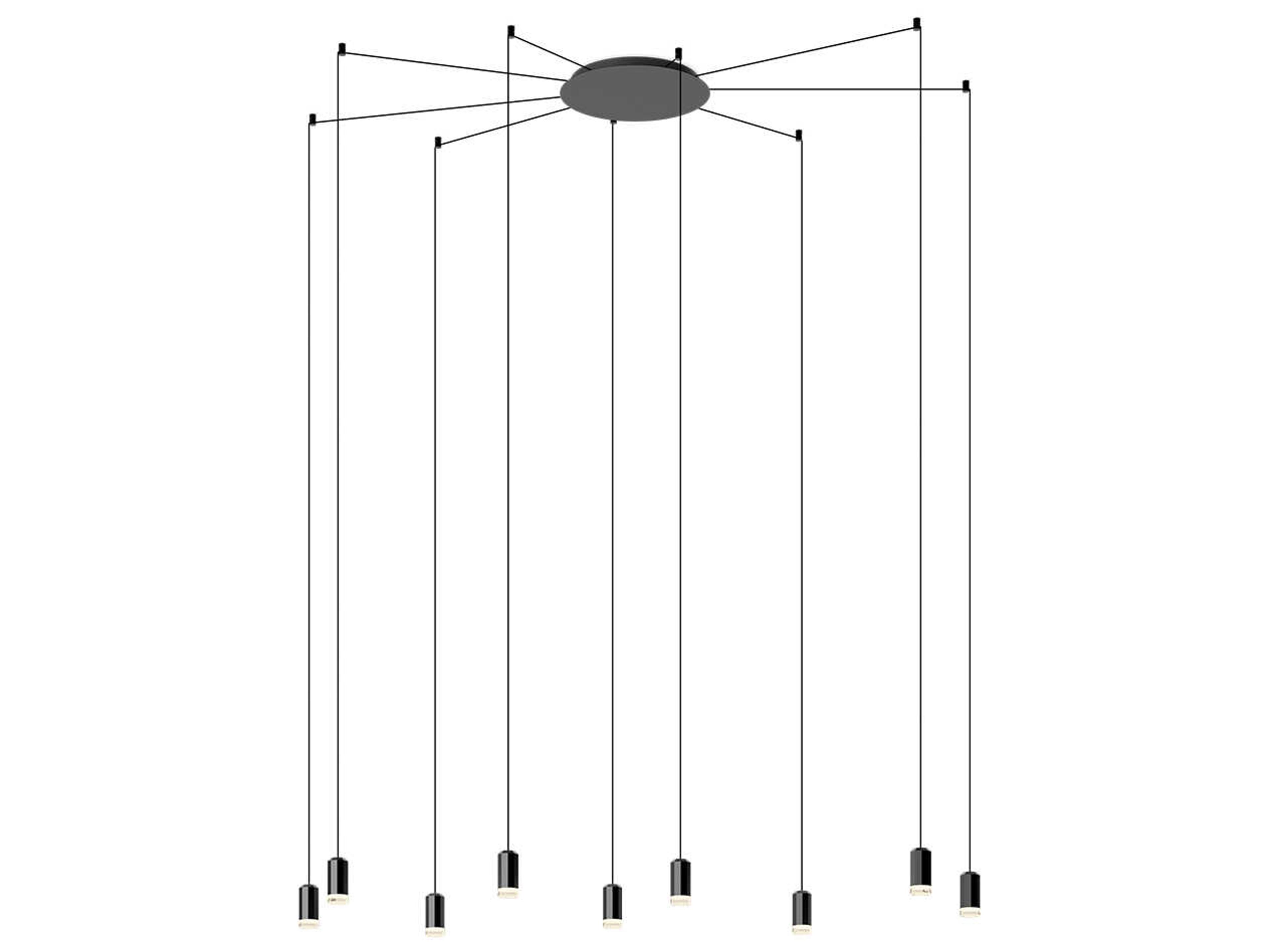 Wireflow 9-Light Black Cylinder Pendant