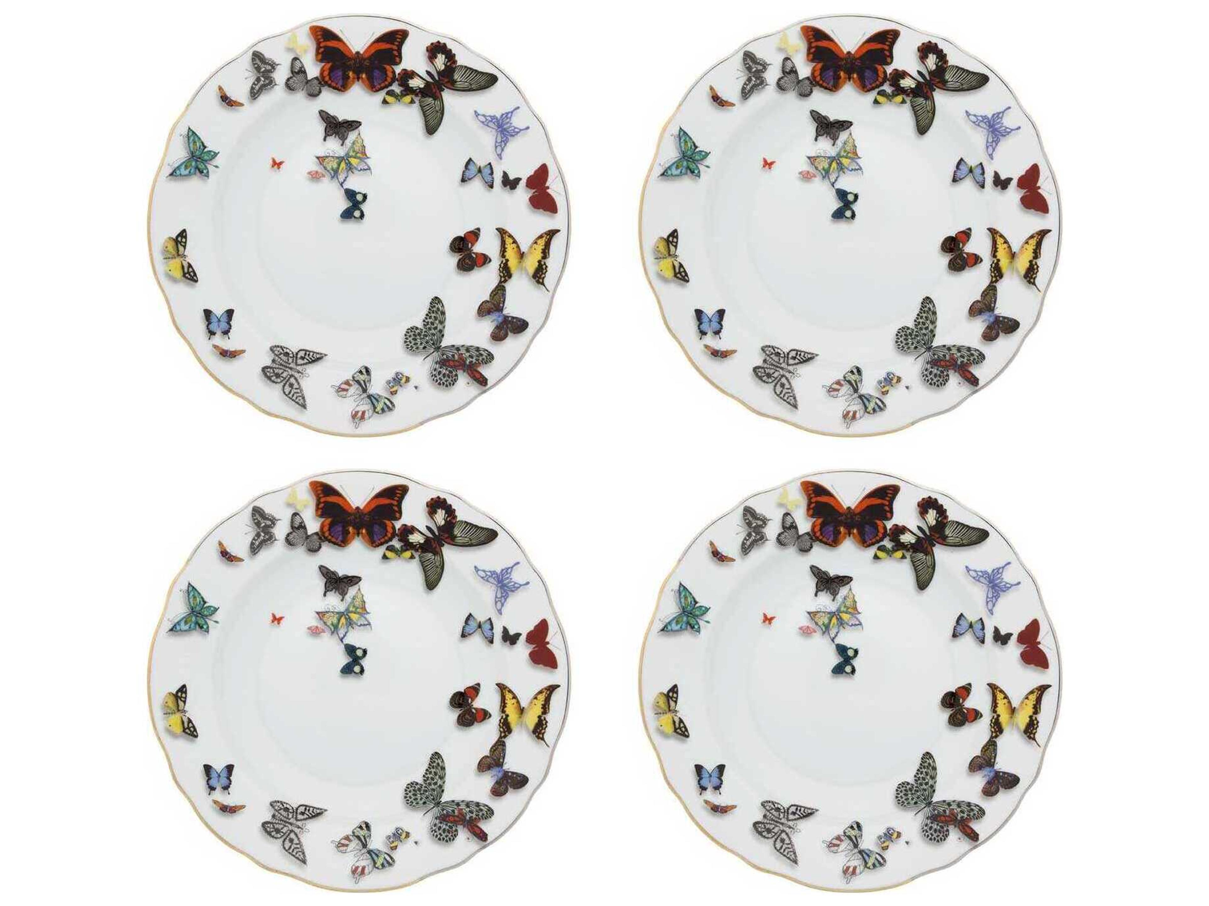 Vista Alegre Lacroix Butterfly Parade Soup Plate Set of 4