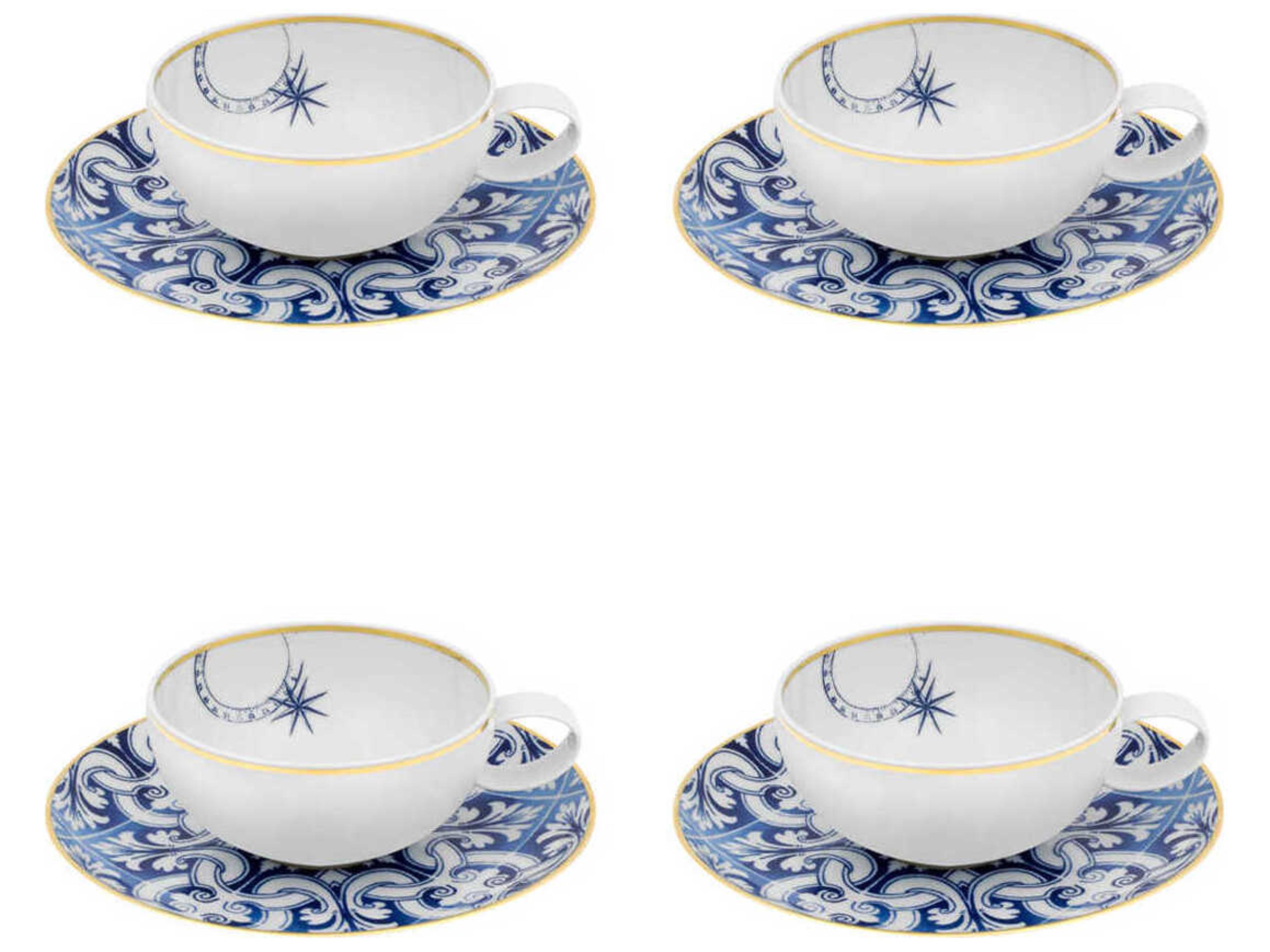Vista Alegre Transatlantica Tea Cup and Saucer Set of 4