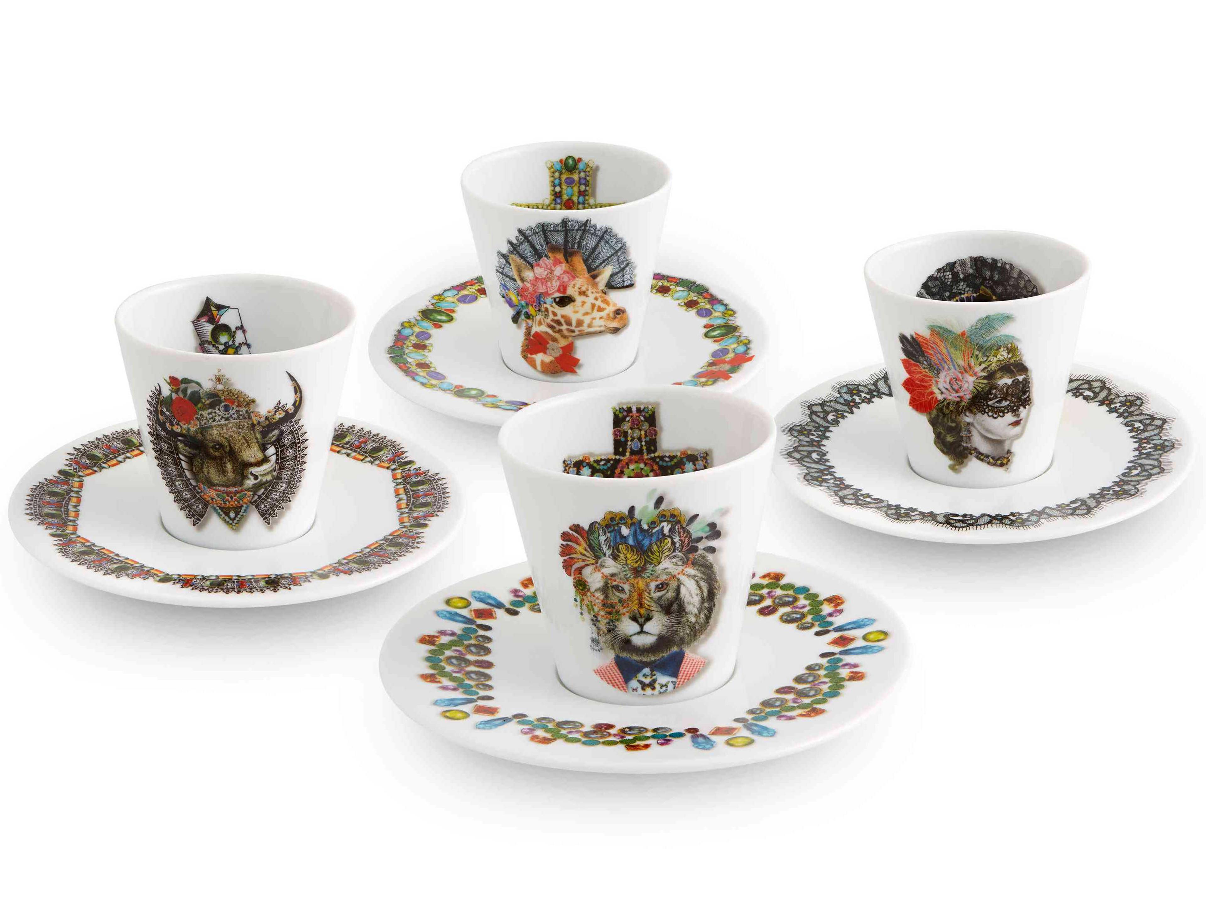 Vista Alegre Lacroix Love Who You Want Expresso Cups and Saucers Set of 4