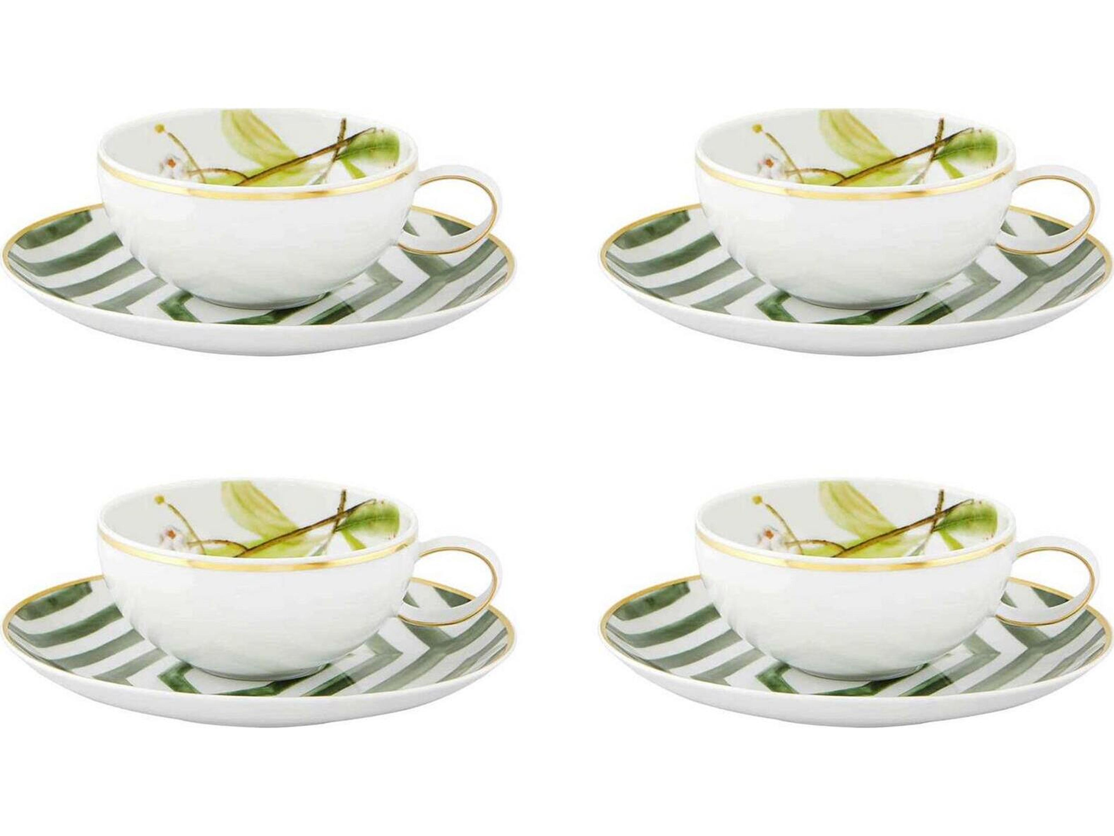 Vista Alegre Amazonia Tea Cup and Saucer Set of 4