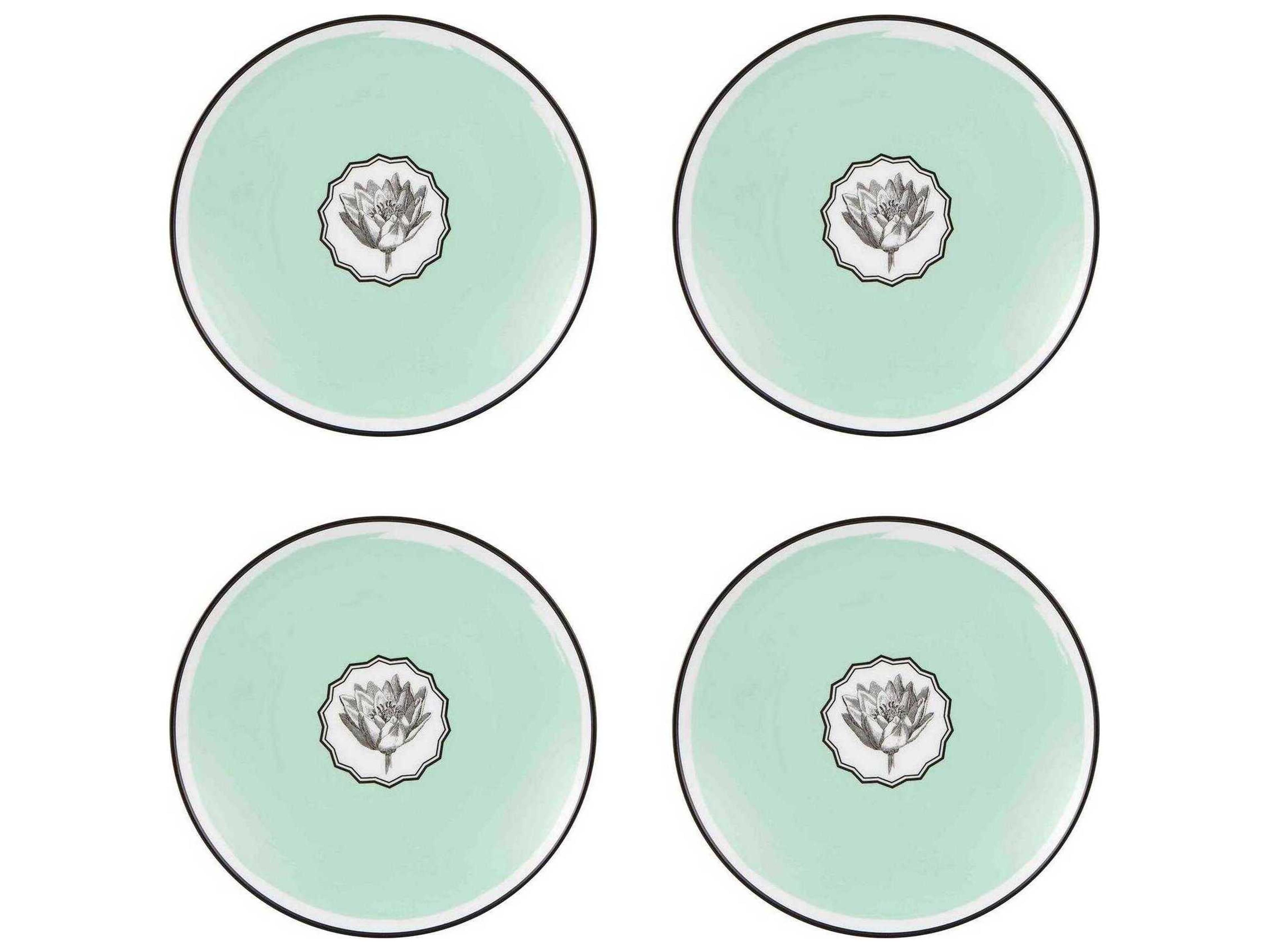 Vista Alegre Lacroix Herbariae Green Dessert Plate Set of 4