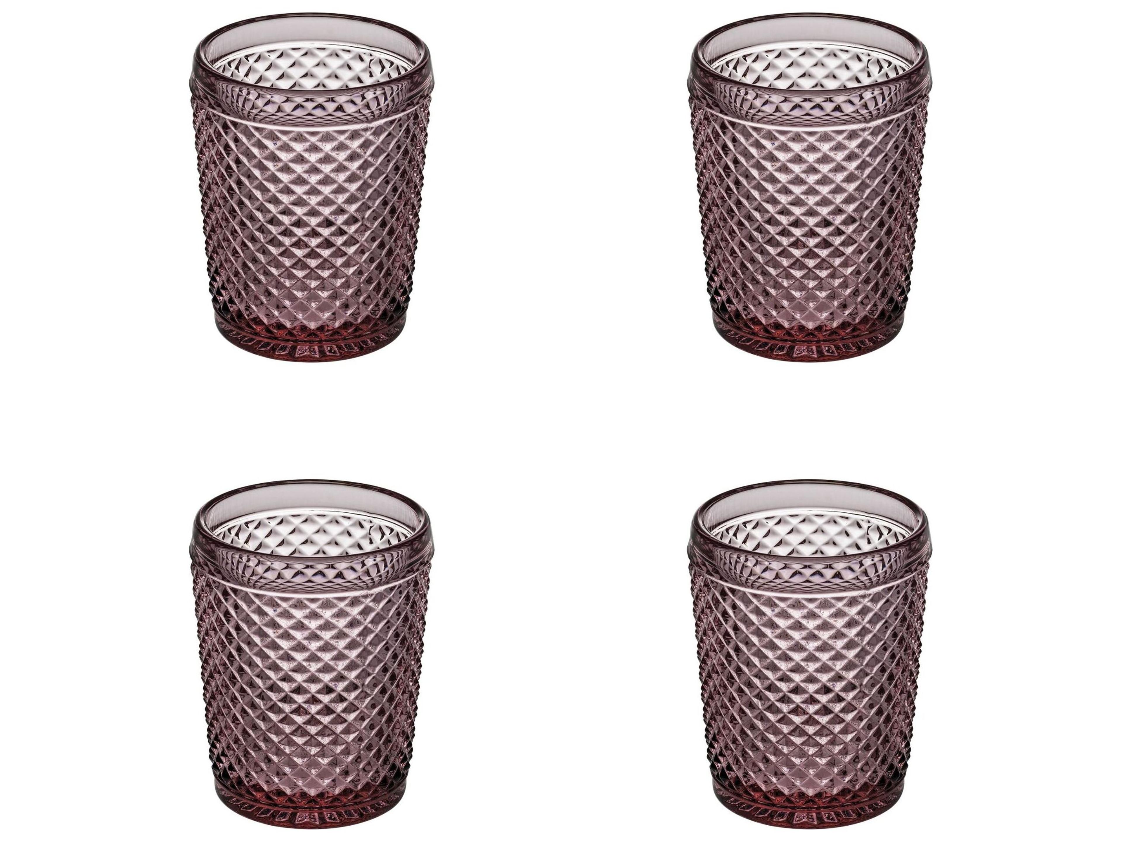 Vista Alegre Bicos Pink  Old Fashion Glass Set of 4