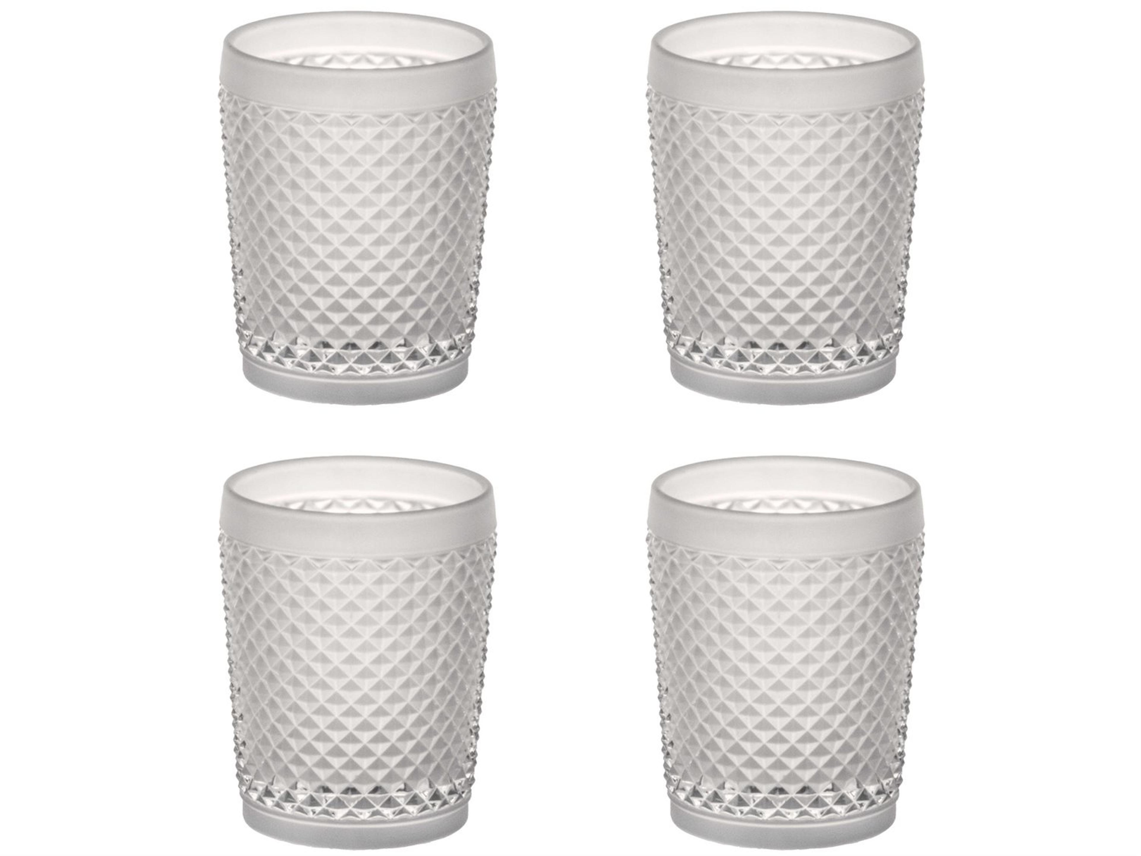 Vista Alegre Bicos Bicolor White Old Fashion Glass Set of 4