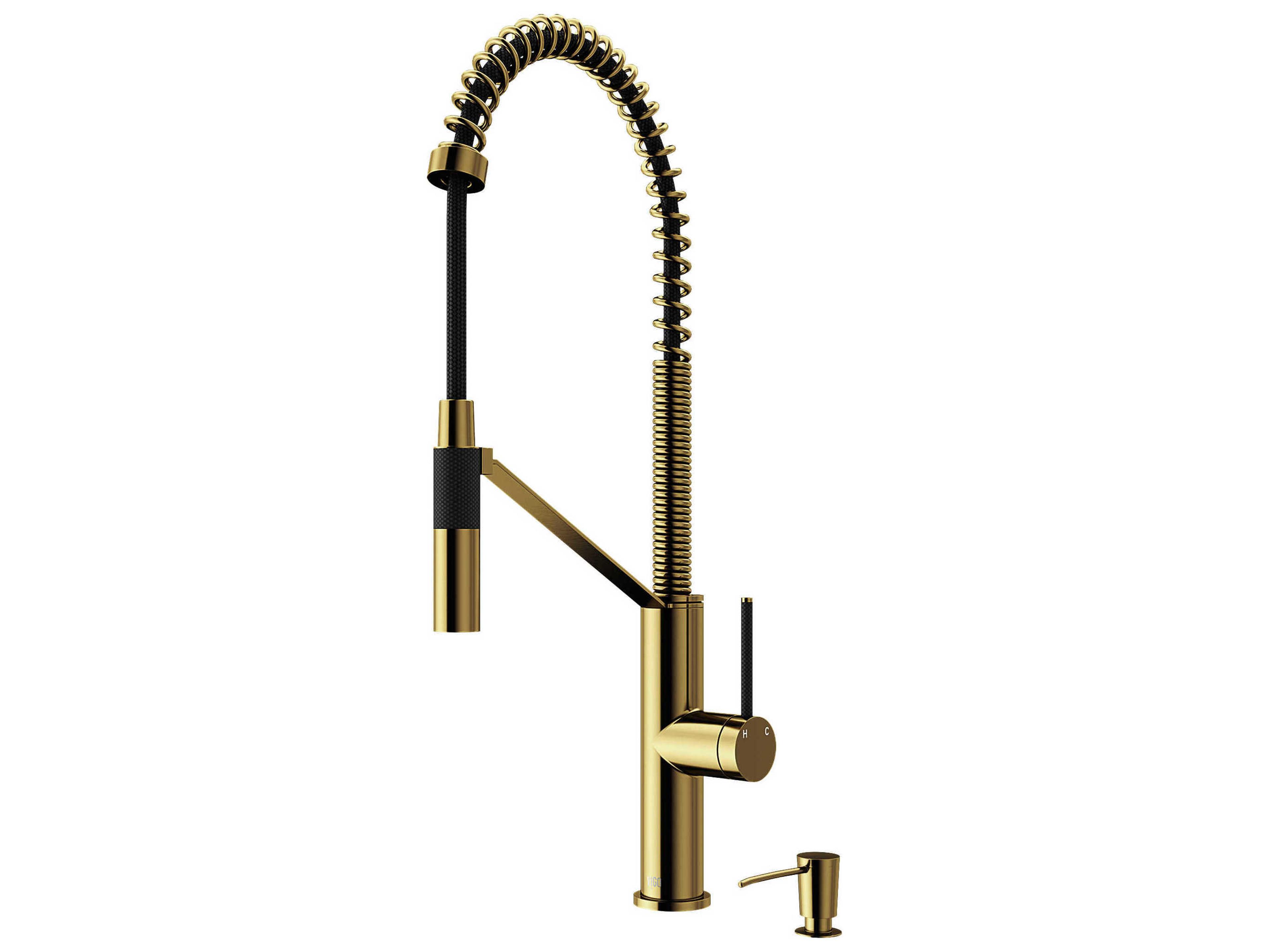 Livingston Matte Brushed Gold 1-Handle Magnetic Kitchen Faucet with Soap Dispenser