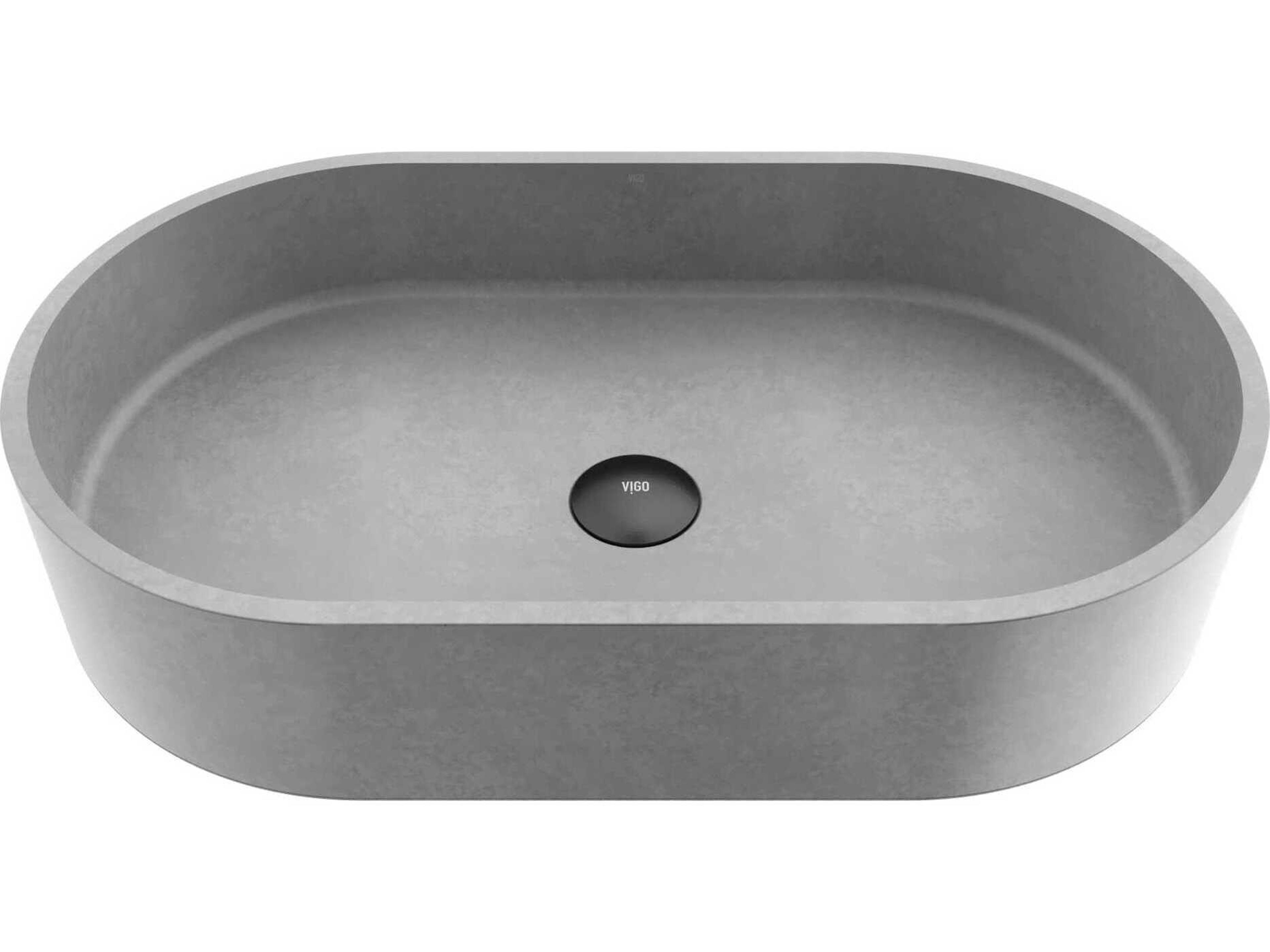 Sagrada Gothic Gray Concreto Stone Oval Vessel Bathroom Sink