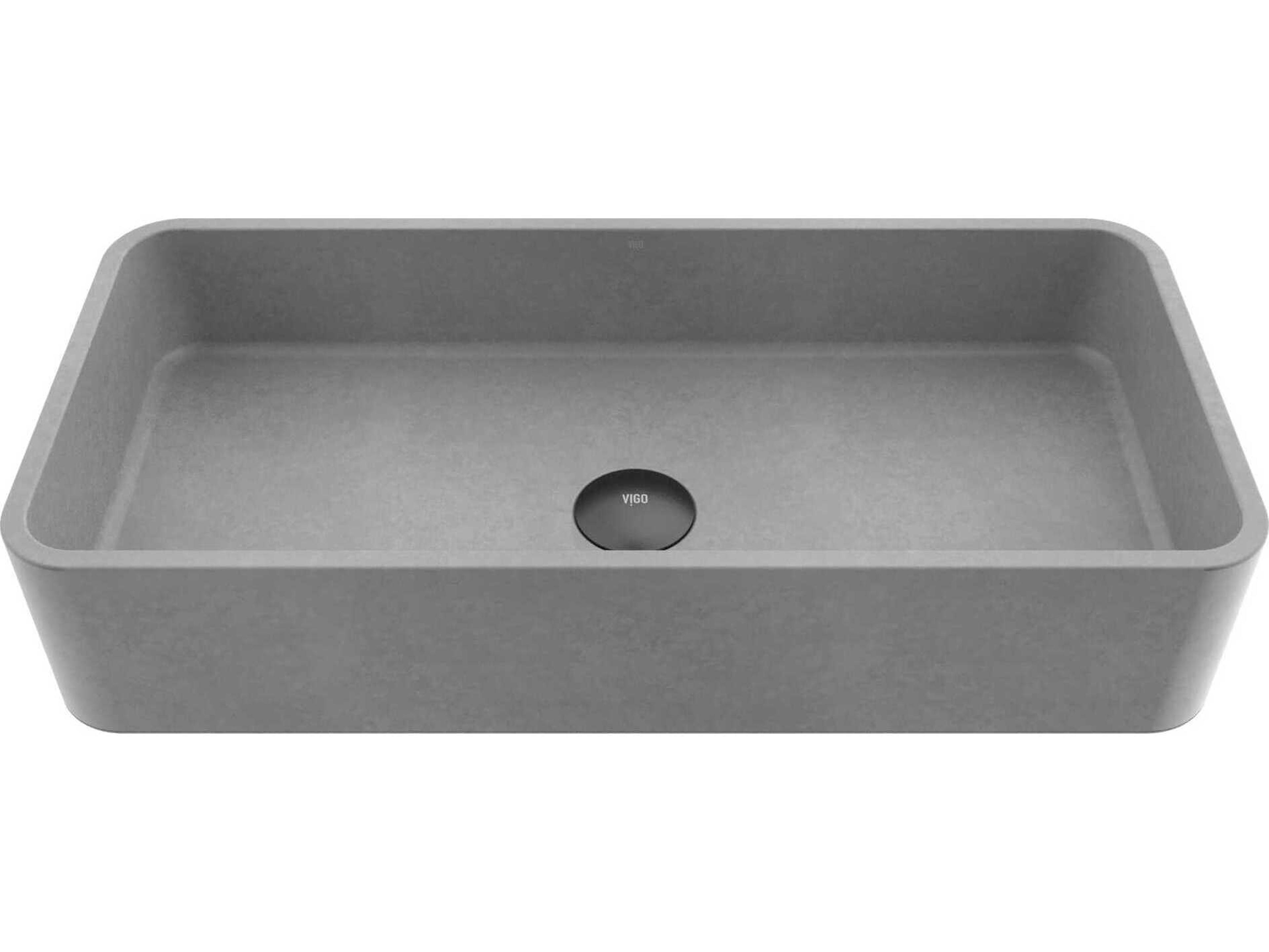 Palazzo Gothic Gray Concreto Stone Rectangular Vessel Bathroom Sink