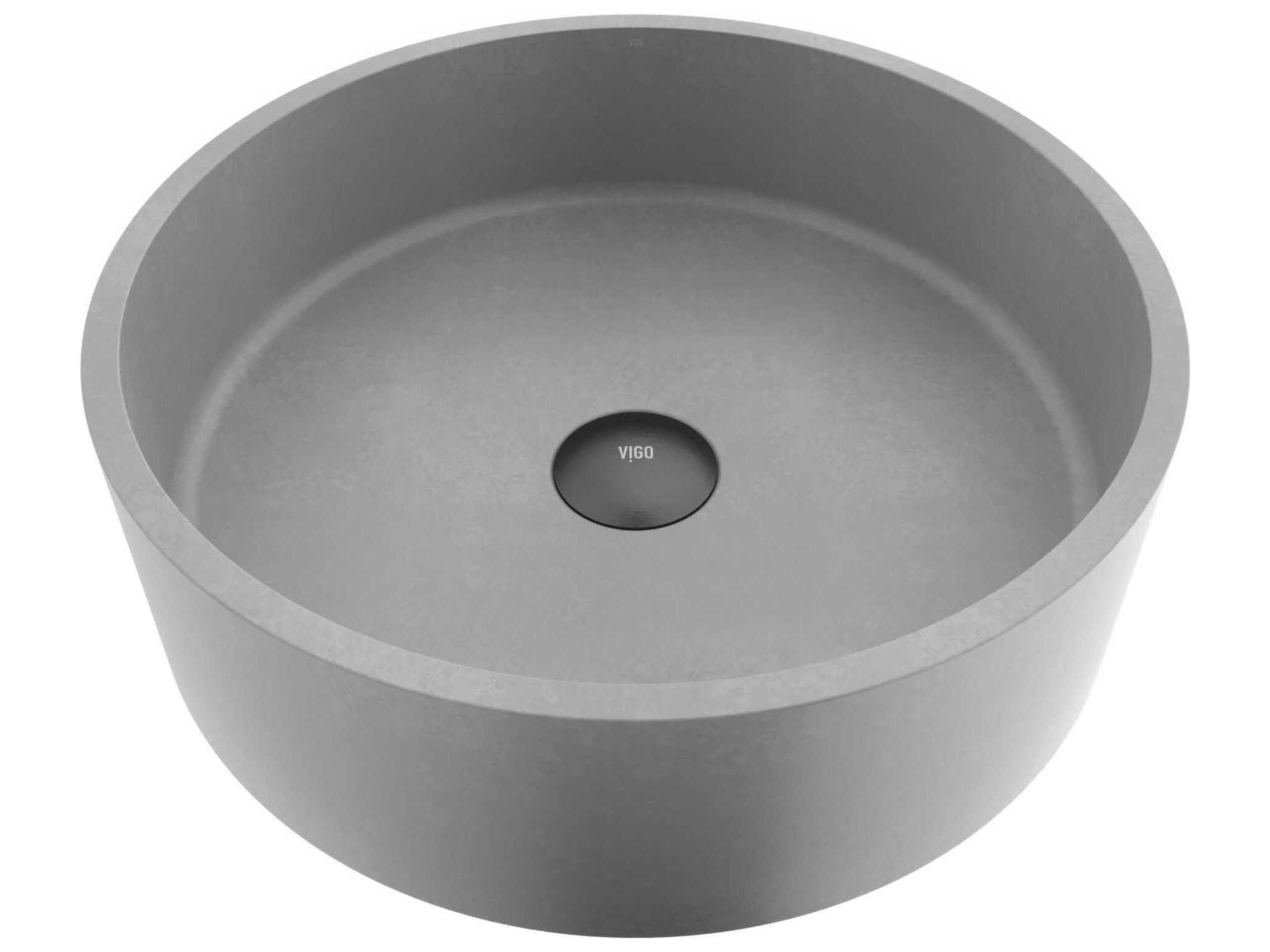 Palermo Gothic Gray Concreto Stone Round Vessel Bathroom Sink