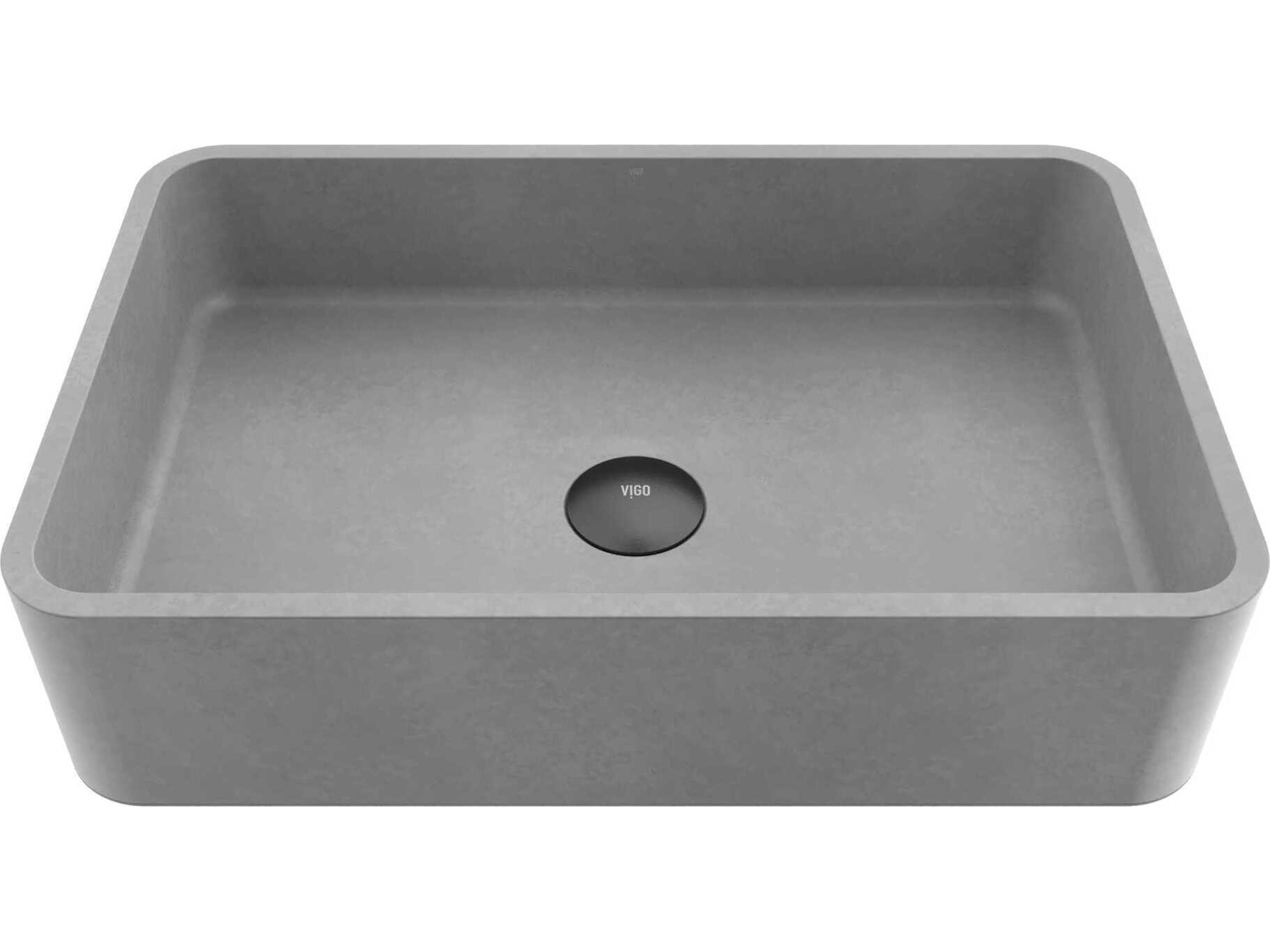 Cordoba Gothic Gray Concreto Stone Rectangular Vessel Bathroom Sink