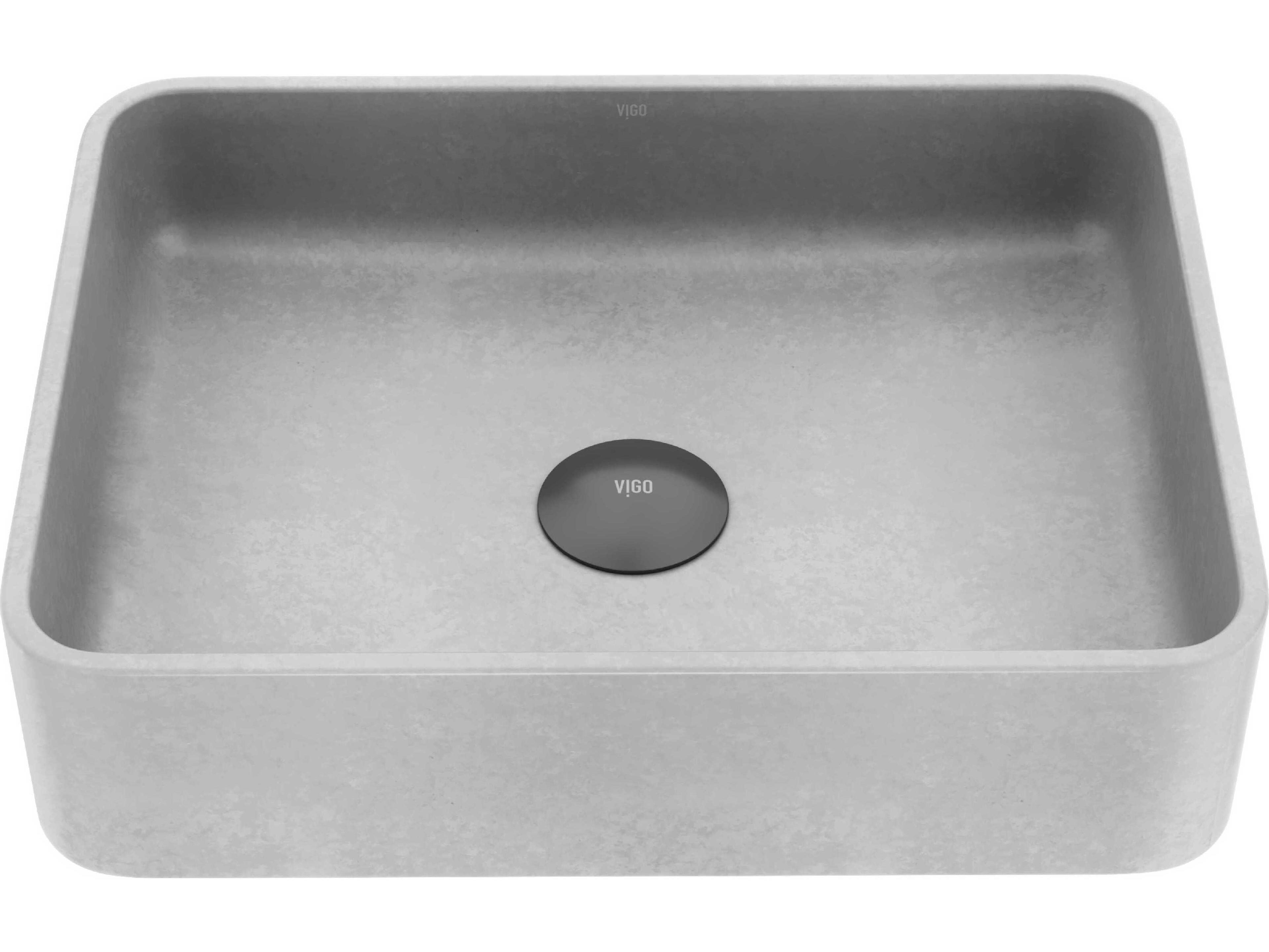Segovia Gothic Gray Concreto Stone Rectangular Vessel Bathroom Sink