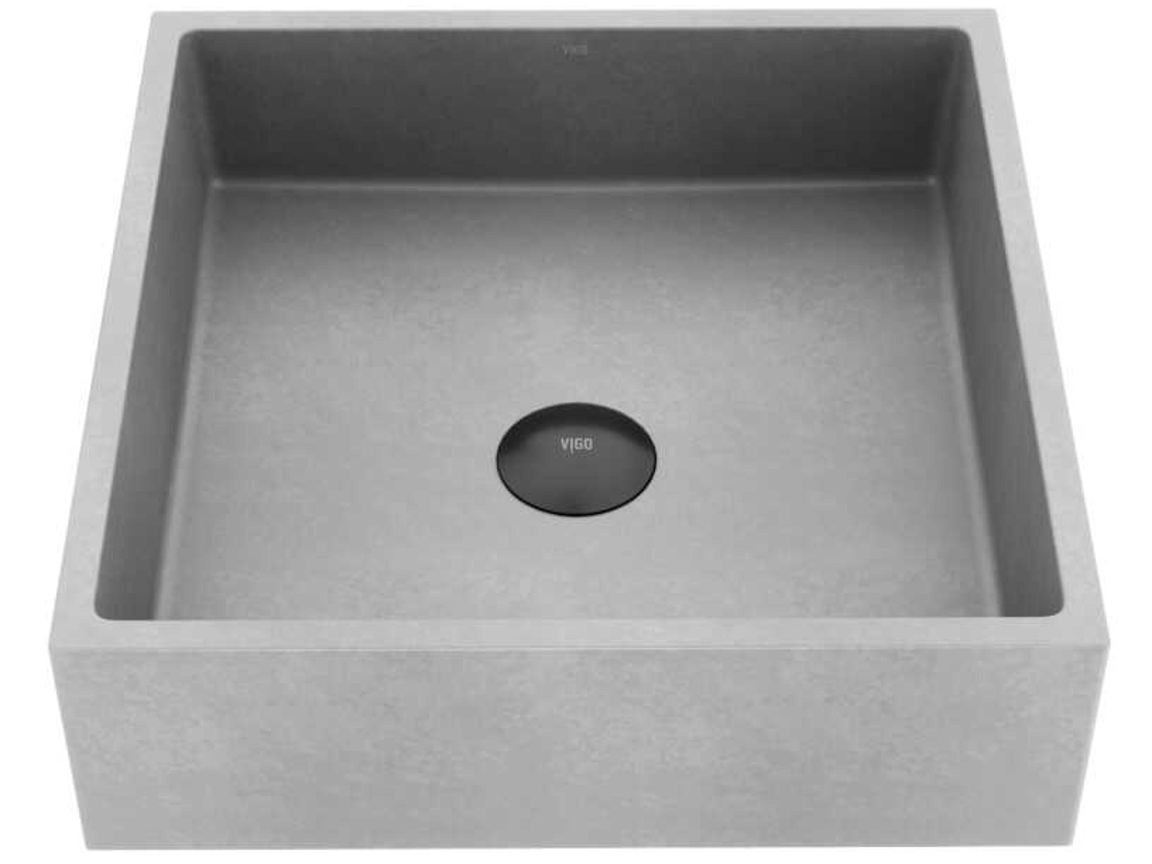 Alhambra Gothic Gray Concreto Stone Square Vessel Bathroom Sink