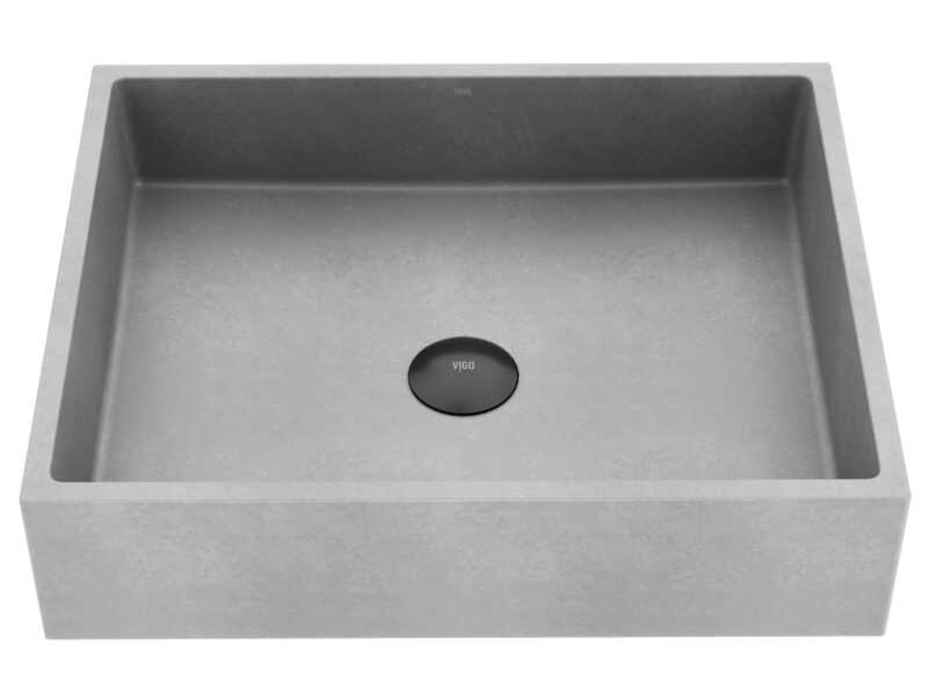 Coca Gothic Gray Concreto Stone Rectangular Vessel Bathroom Sink