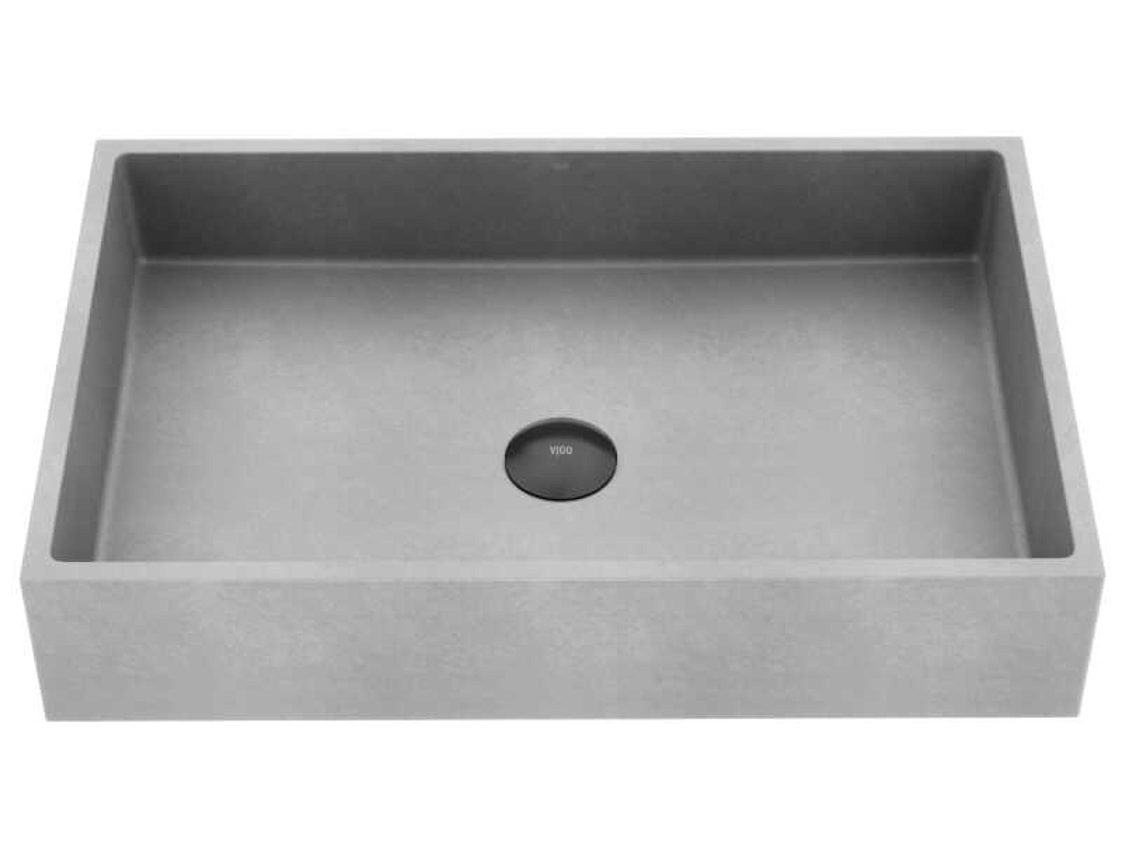 Orvieto Gothic Gray Concreto Stone Rectangular Vessel Bathroom Sink
