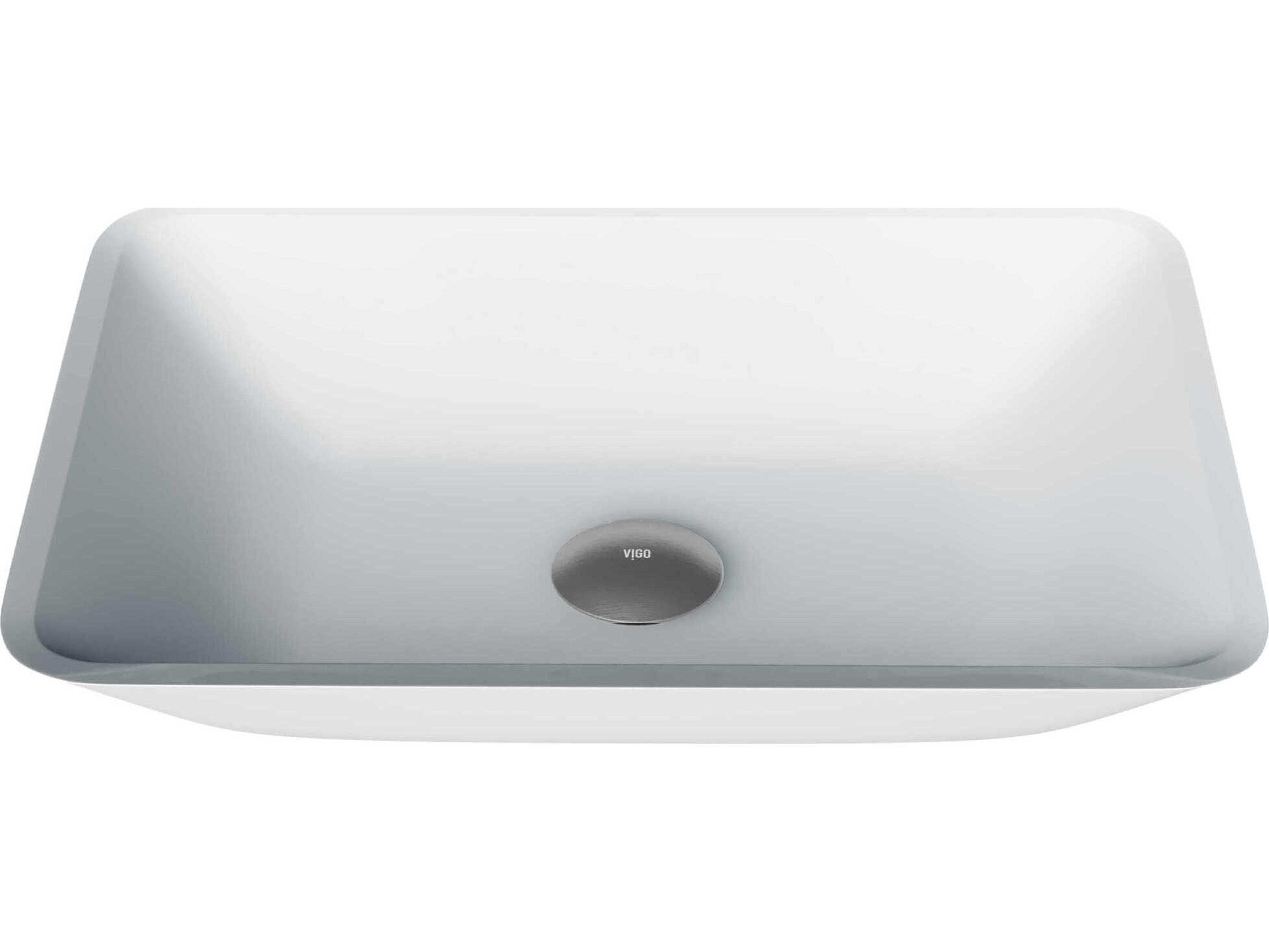 Vigo Matte Shell Sottile White Glass Rectangular Vessel Bathroom Sink