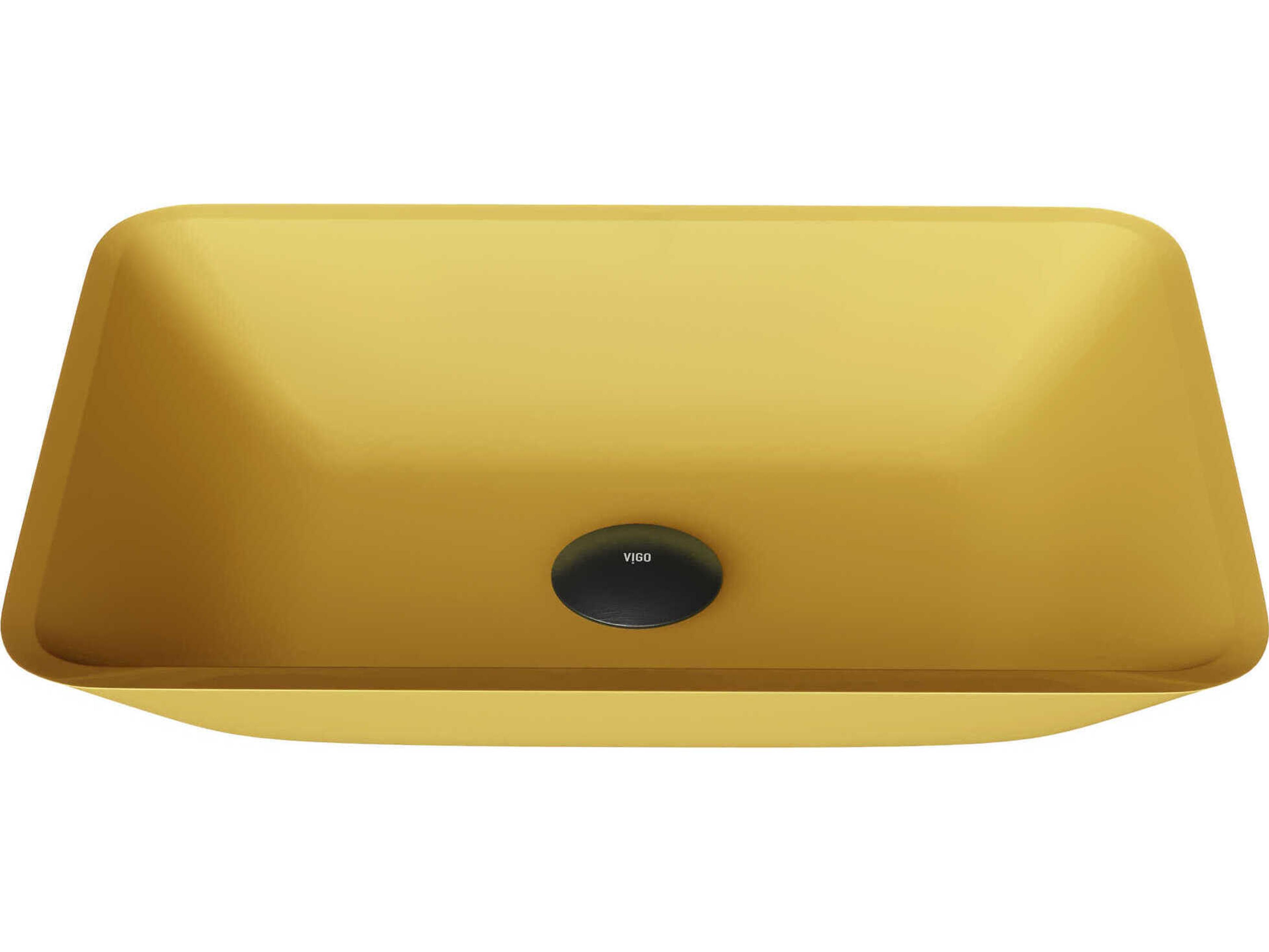 Vigo Matte Shell Sottile Citron Glass Rectangular Vessel Bathroom Sink