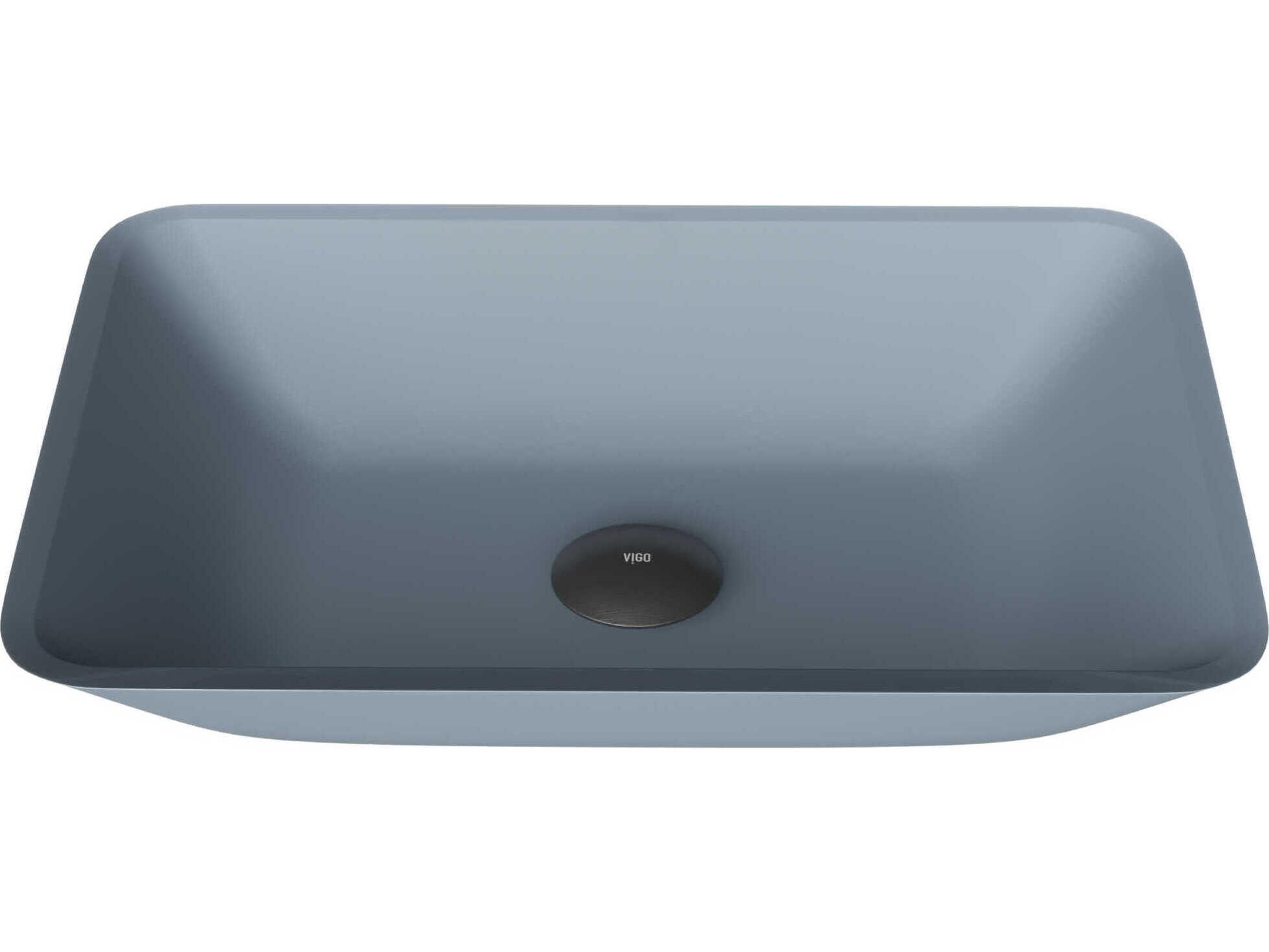 Vigo Matte Shell Sottile Metallic Glass Rectangular Vessel Bathroom Sink