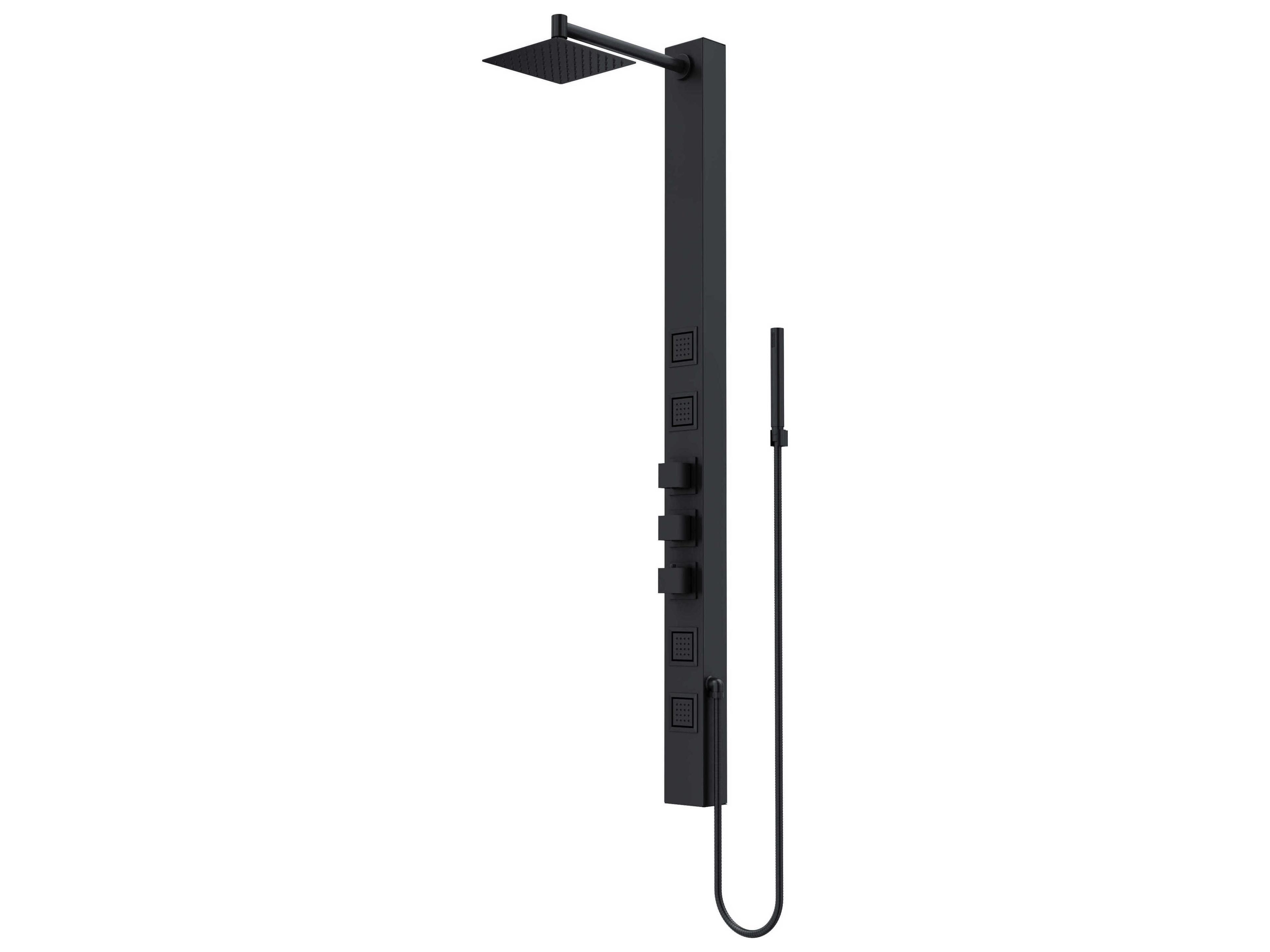 Vigo Sutton 4-Jet Shower Panel System with Adjustable Square Head and Hand Shower Wand