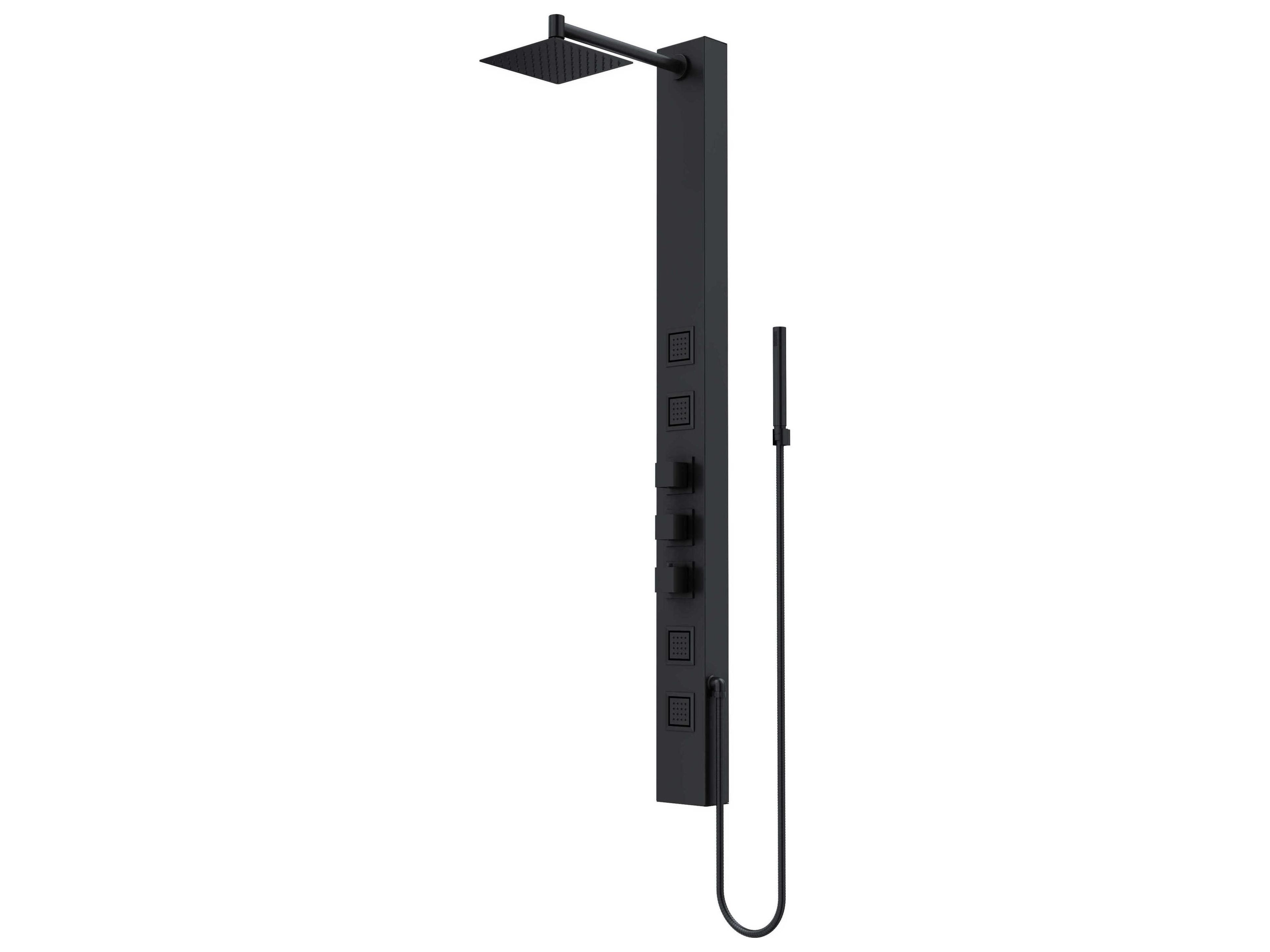 Vigo Sutton 4-Jet Shower Panel System with Adjustable Square Head and Hand Shower Wand