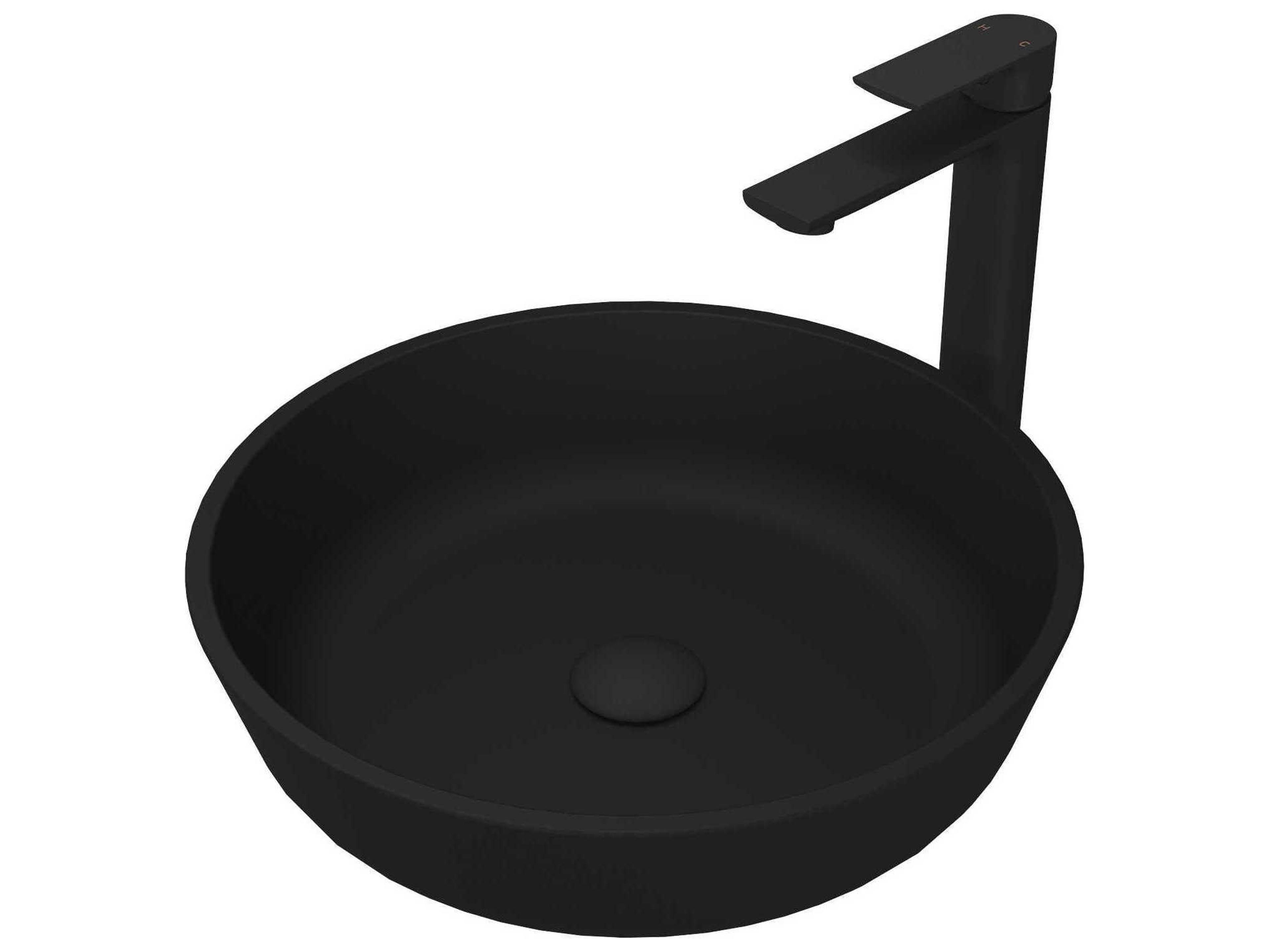 Modus Matte Shell 17" Round Vessel Bathroom Sink with Matte Black 1-Handle Norfolk Bathroom Faucet and Pop-Up Drain