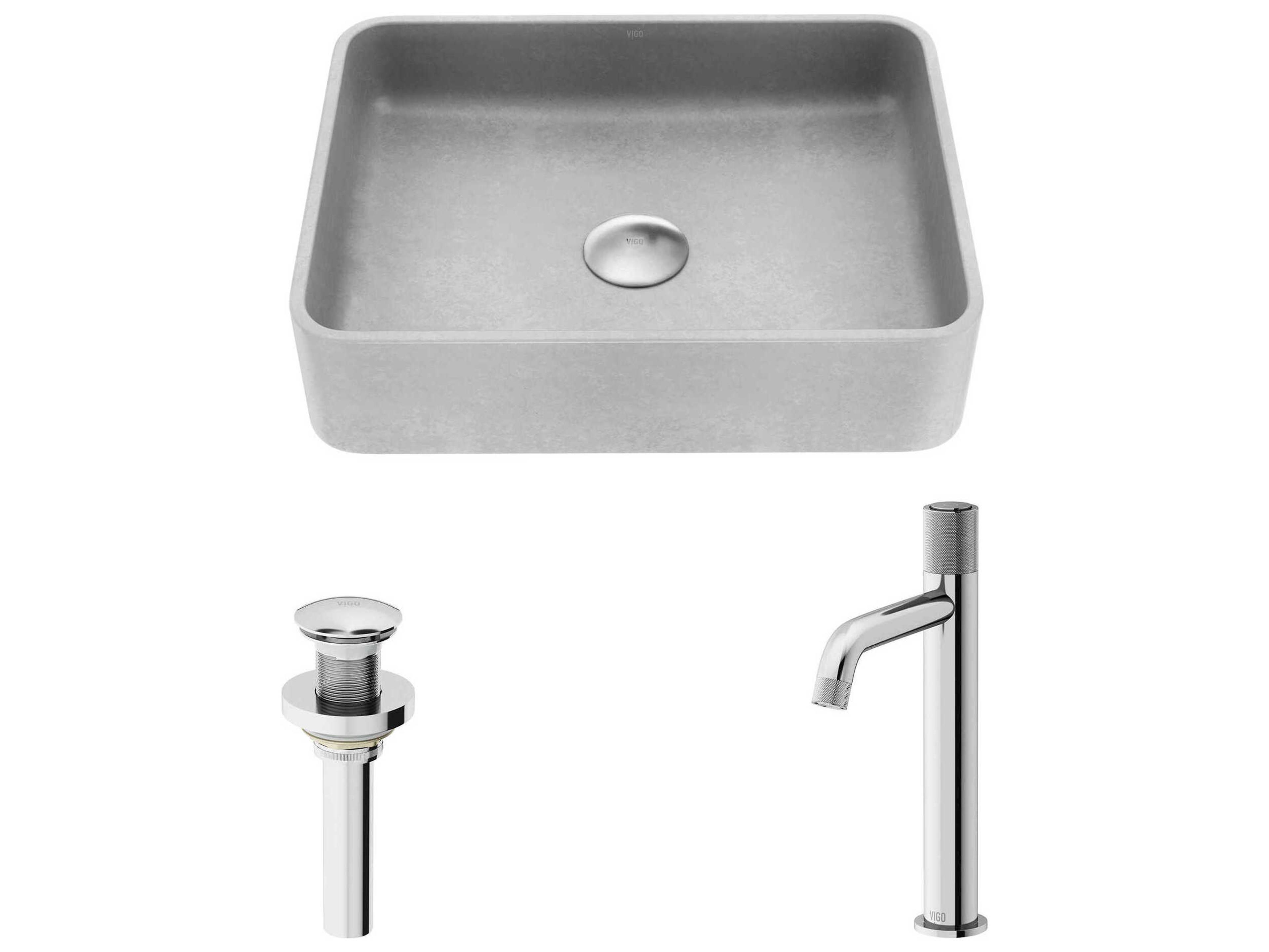 Apollo Rectangular Bathroom Sink with Vessel Faucet