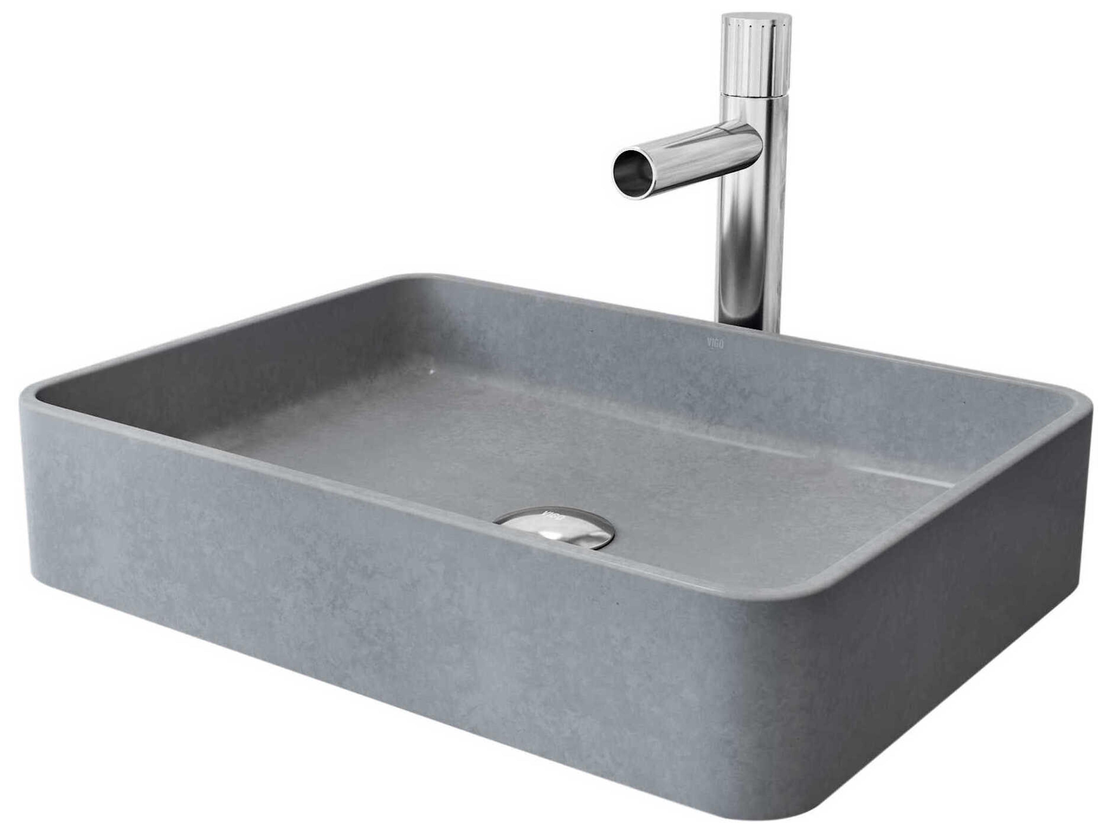 Ashford Rectangular Bathroom Sink with Vessel Faucet