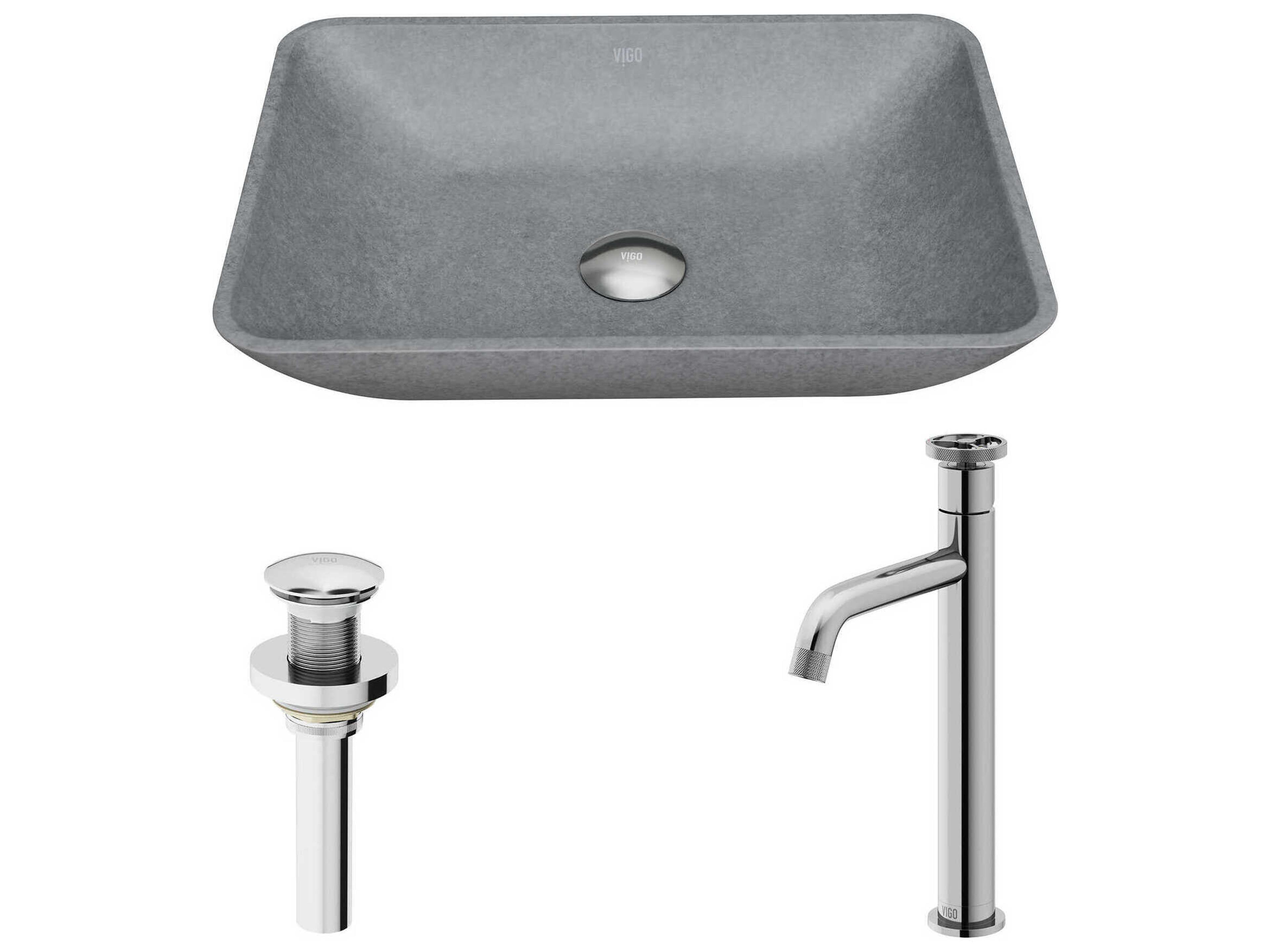 Dunn Rectangular Bathroom Sink with Vessel Faucet