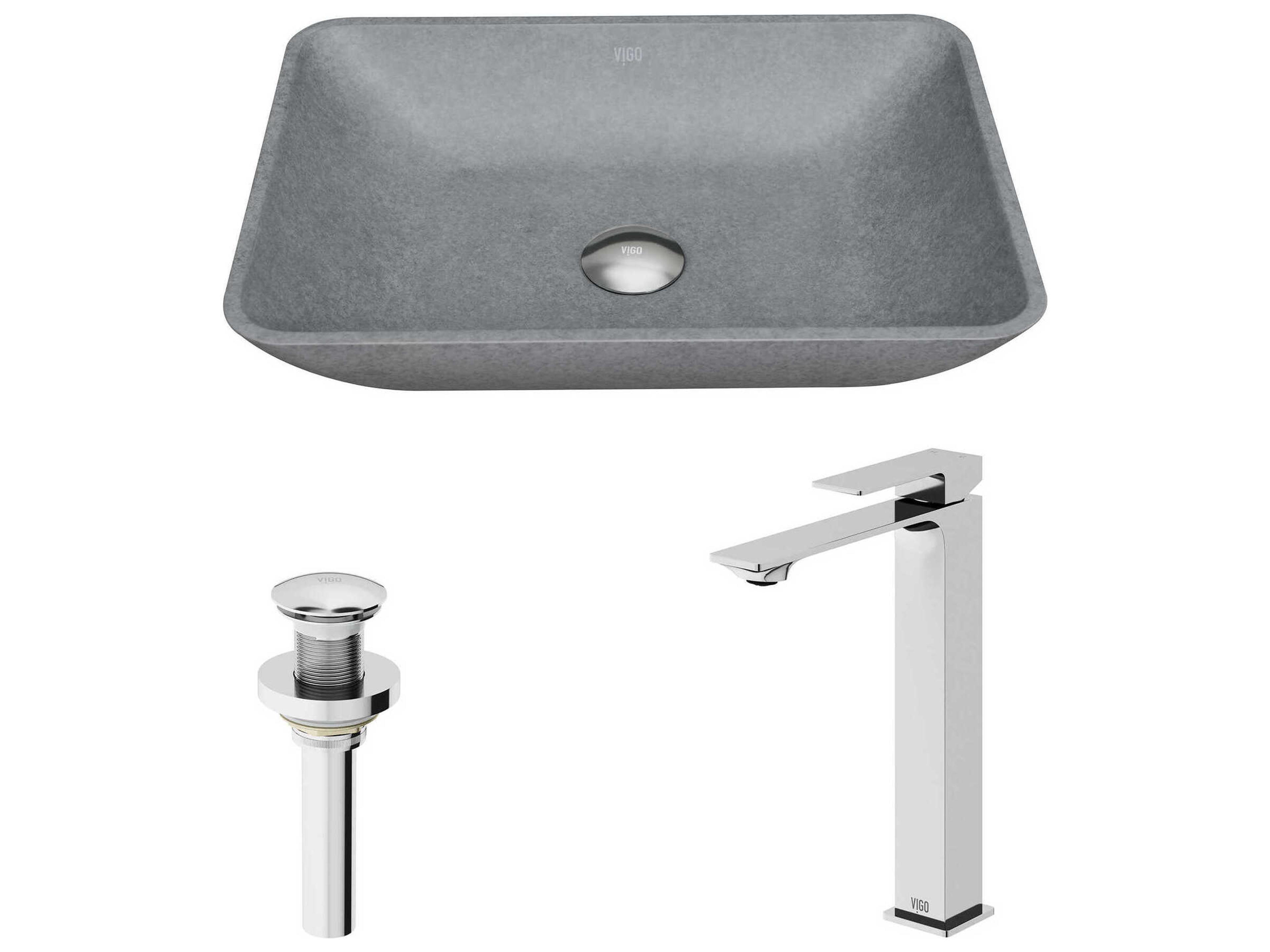 Dunn Rectangular Vessel Bathroom Sink and Vessel Faucet