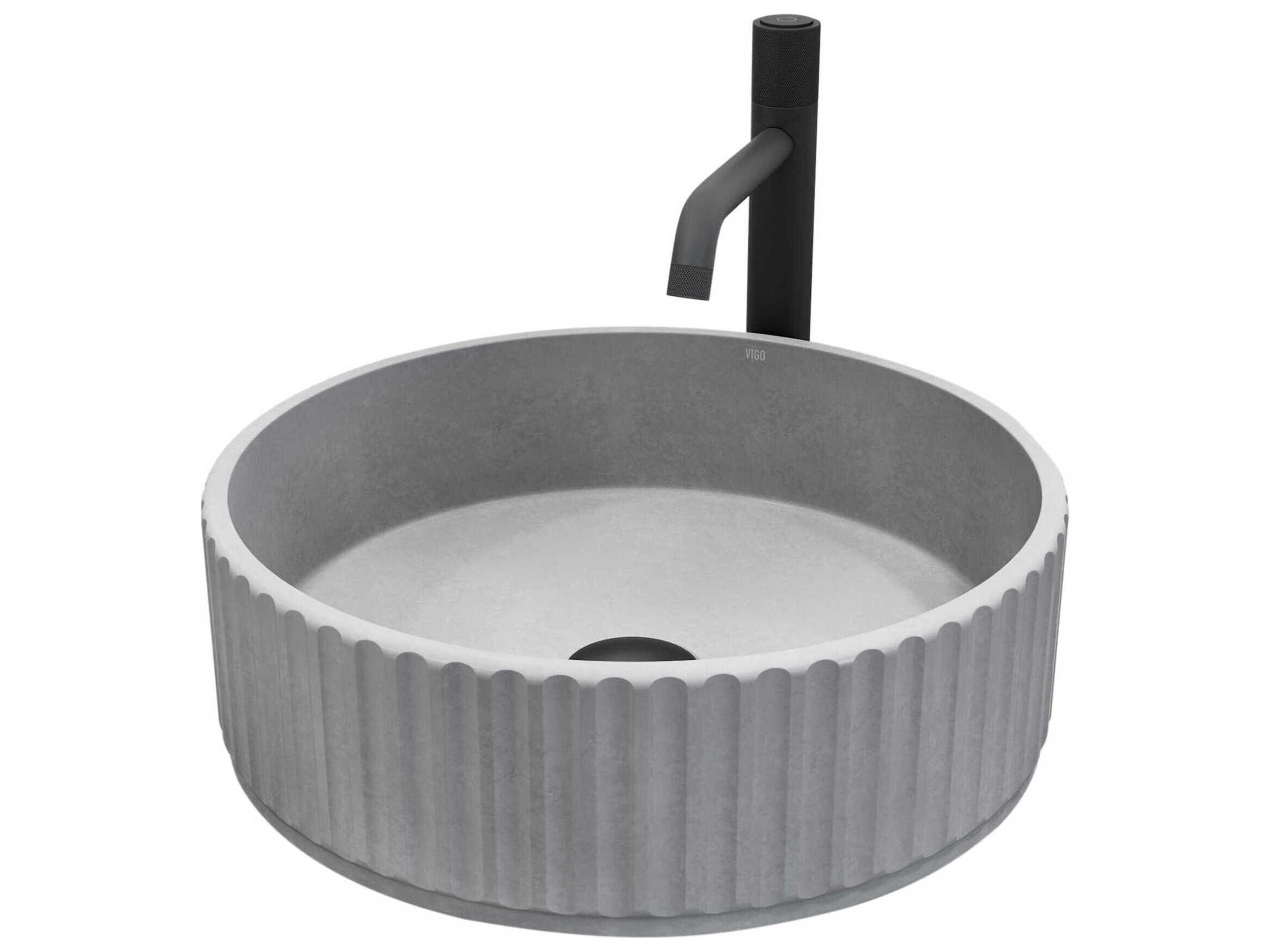 Windsor Round Fluted Bathroom Vessel Sink with Apollo Faucet and Pop-Up Drain