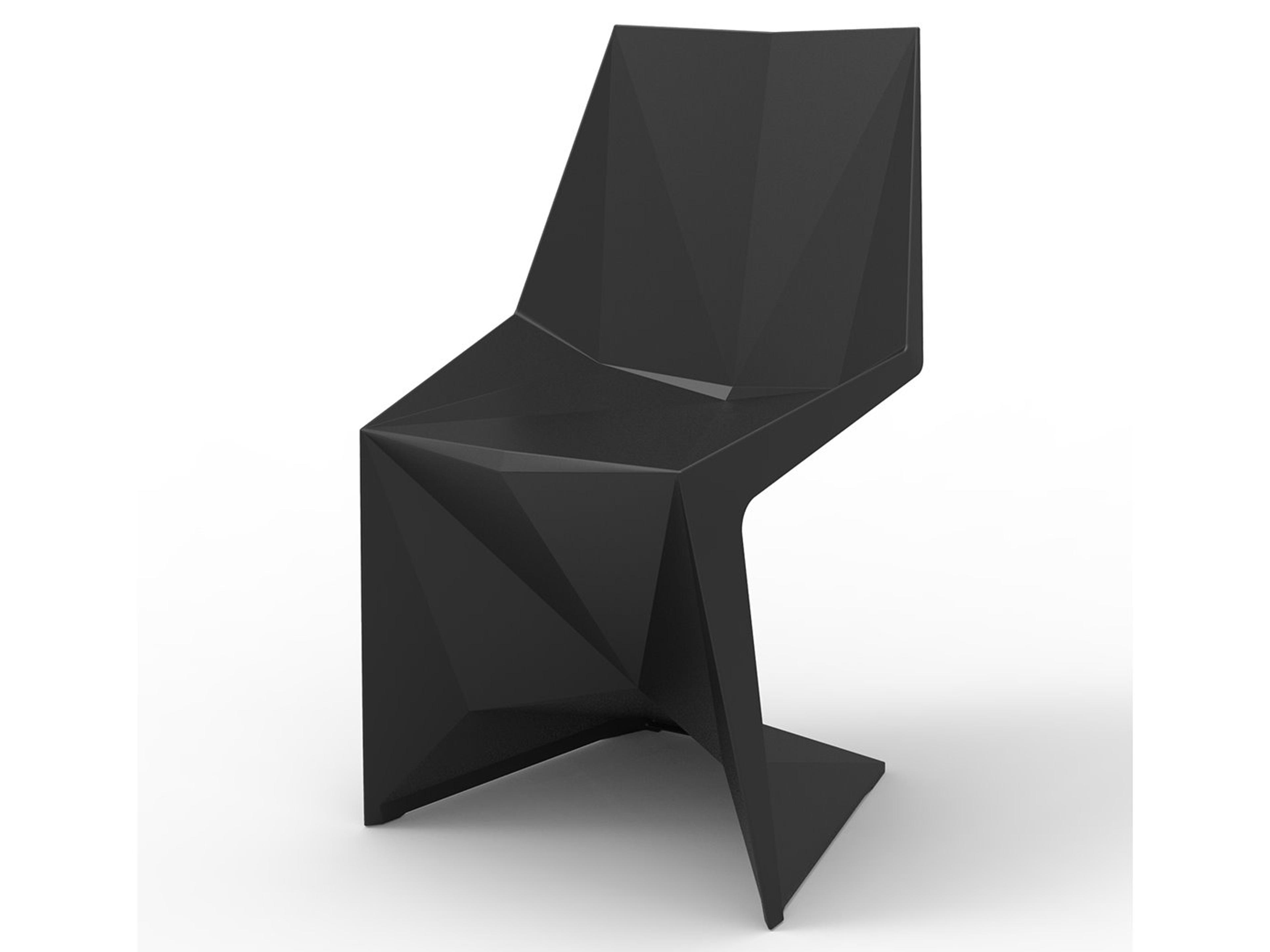 Vondom Outdoor Voxel Black Matte Resin Dining Chair Set of 4