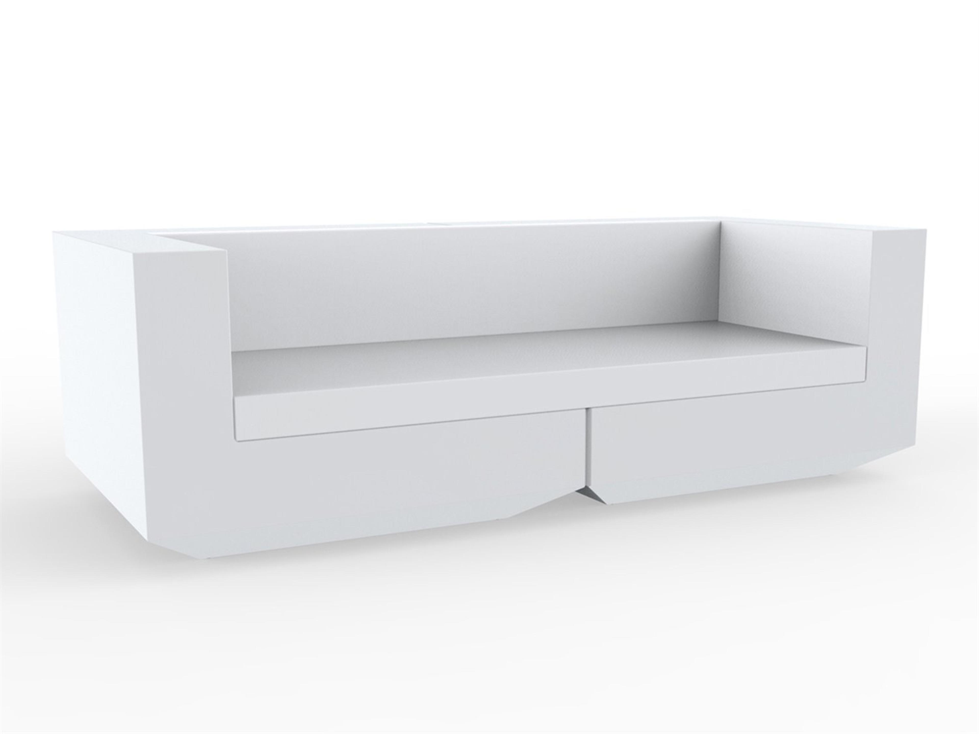 Vondom Outdoor Vela White Matte Resin Cushion Sofa