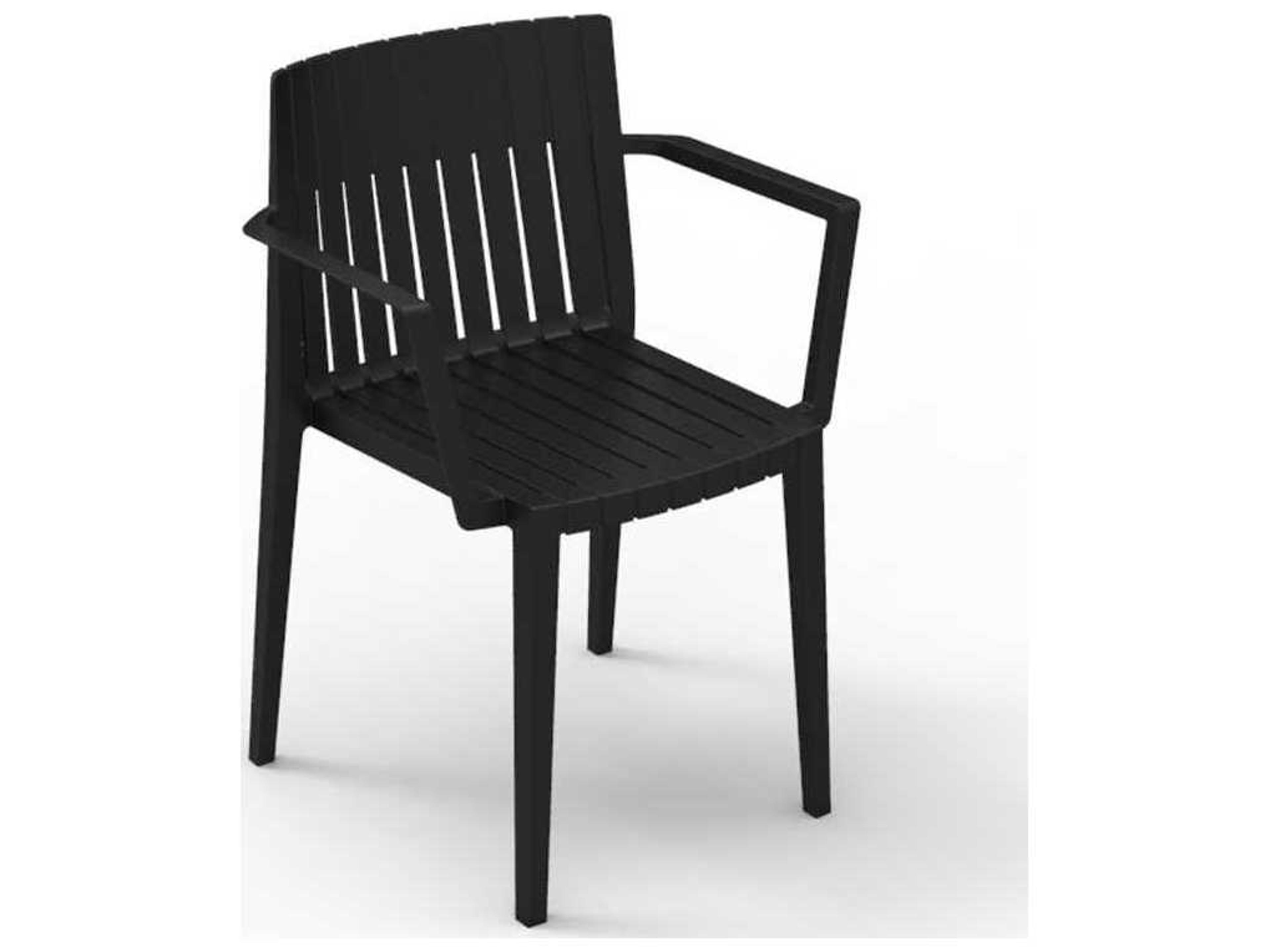 Vondom Outdoor Spritz Black Matte Resin Dining Chair Set of 4