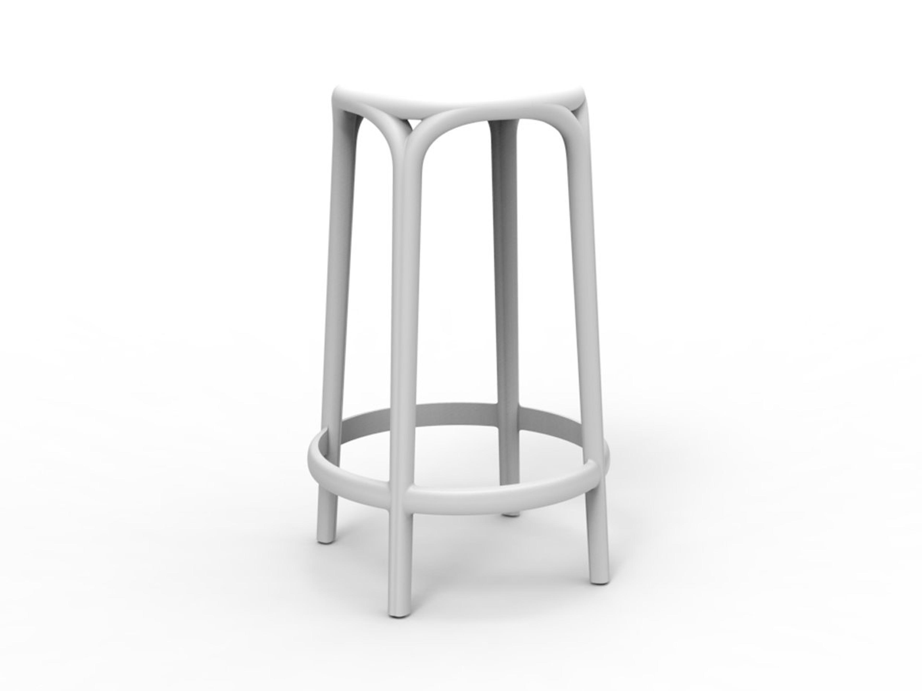Vondom Outdoor Brooklyn White Matte Resin Counter Stool Set of 4