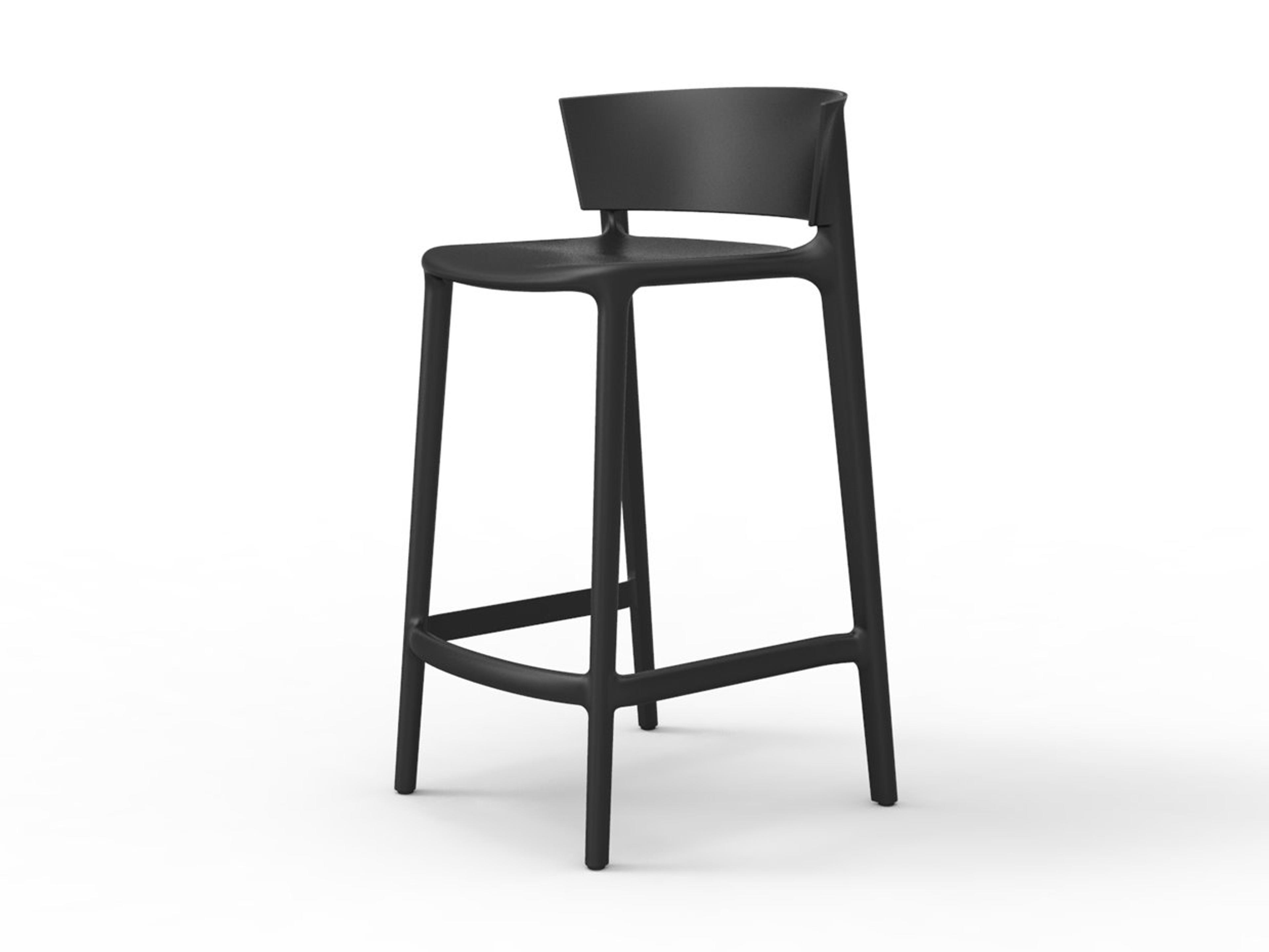Vondom Outdoor Africa Black Matte Resin Counter Stool Set of 4