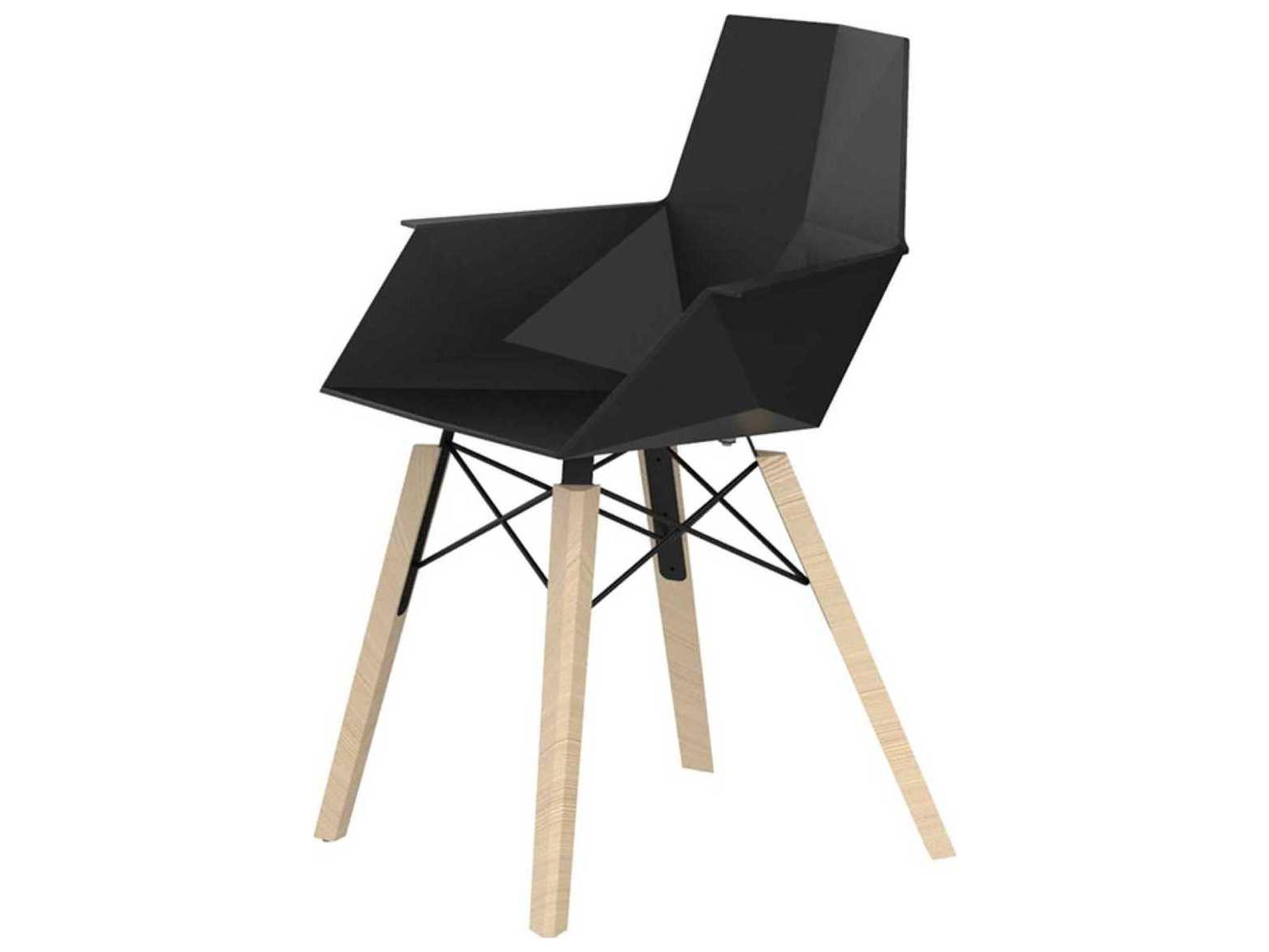 Vondom Faz Wood Beech Black Arm Dining Chair Set of 4
