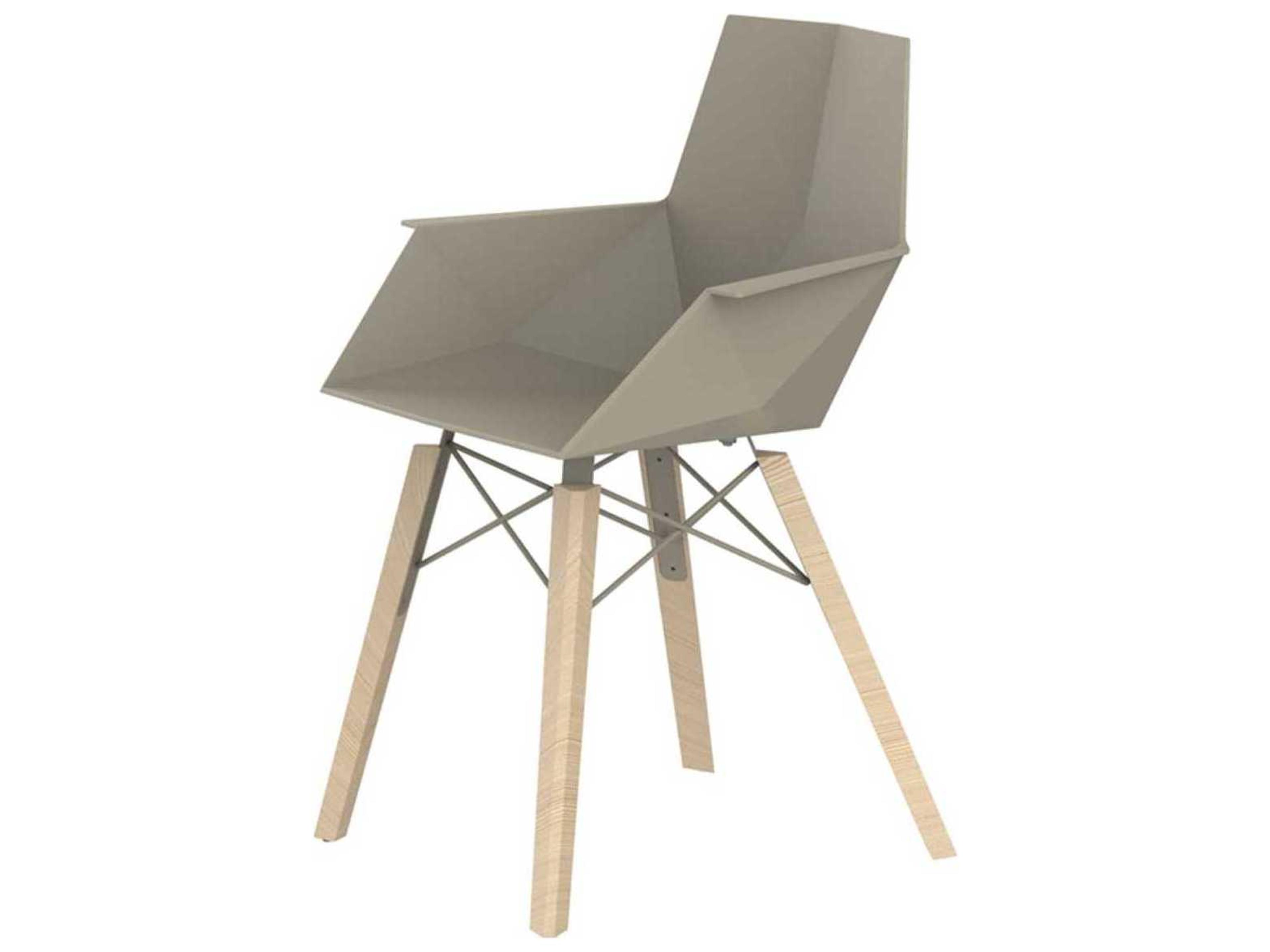 Vondom Faz Wood Beech Beige Arm Dining Chair Set of 4