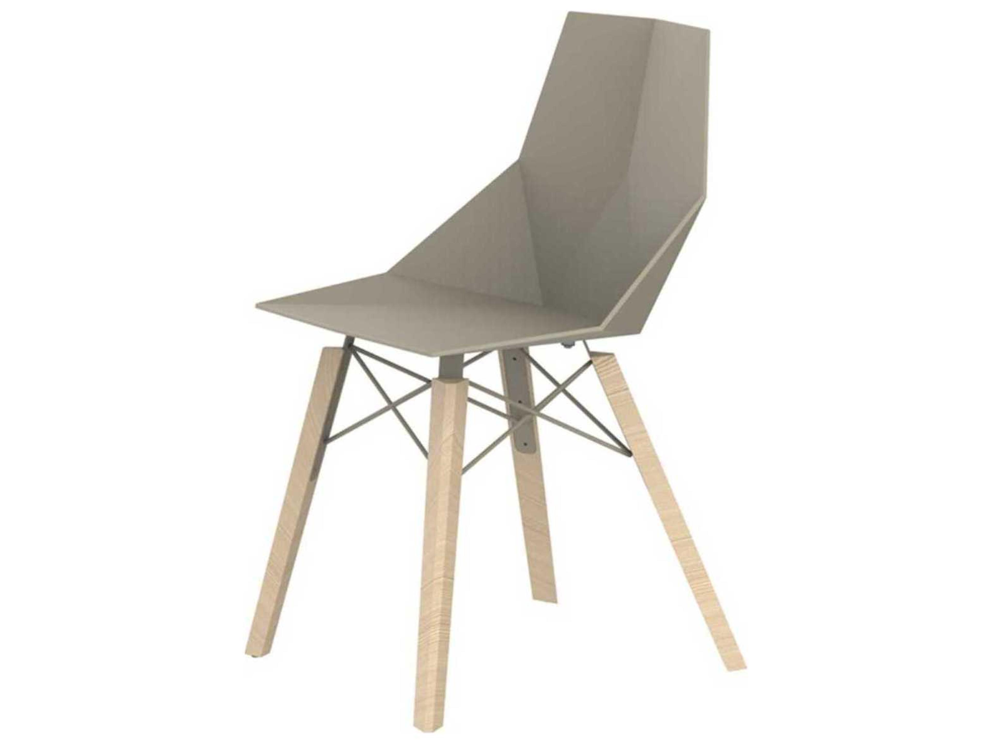 Vondom Faz Wood Beech Beige Side Dining Chair Set of 4